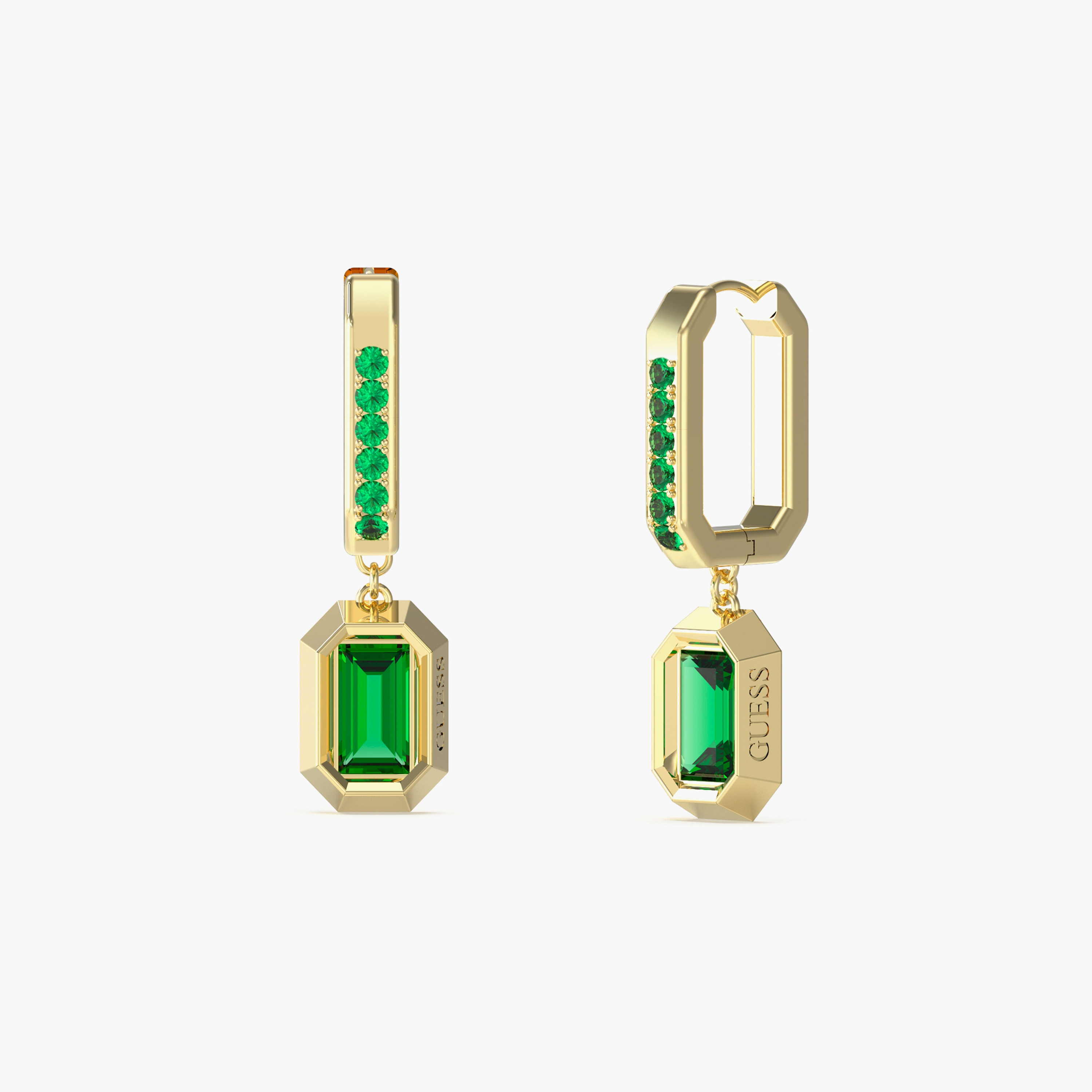 غيس- أقراط هاجيز فولاذية بتعليقة كريستالية 25 مم | JUBE04252JWYGEMT-U-women-watchesandjewellery-jewellery-earrings-image-1