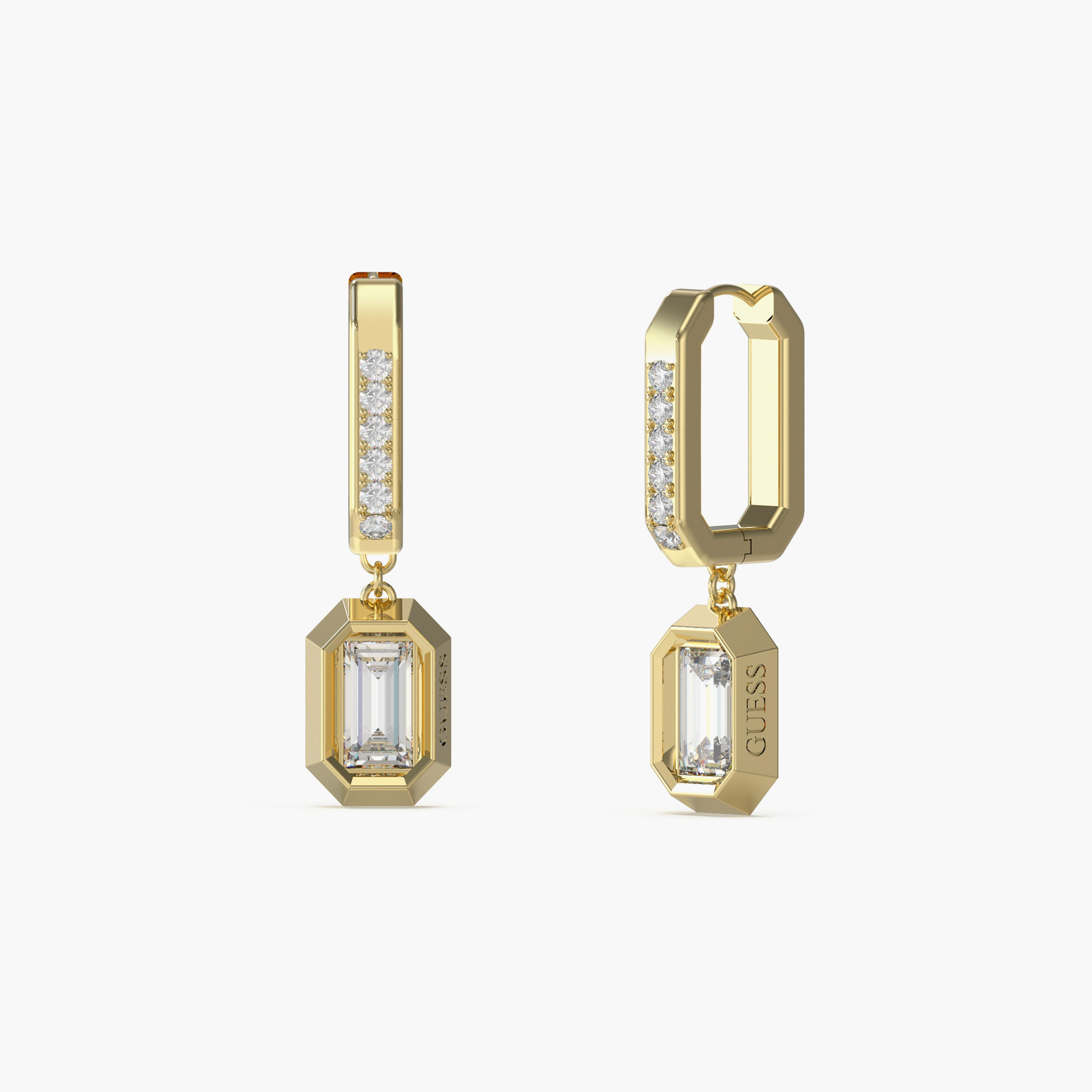 غيس- أقراط هاجيز فولاذ ذهبية بتعليقة كريستالية 25 مم | JUBE04252JWYGT-U-women-watchesandjewellery-jewellery-earrings-image-1