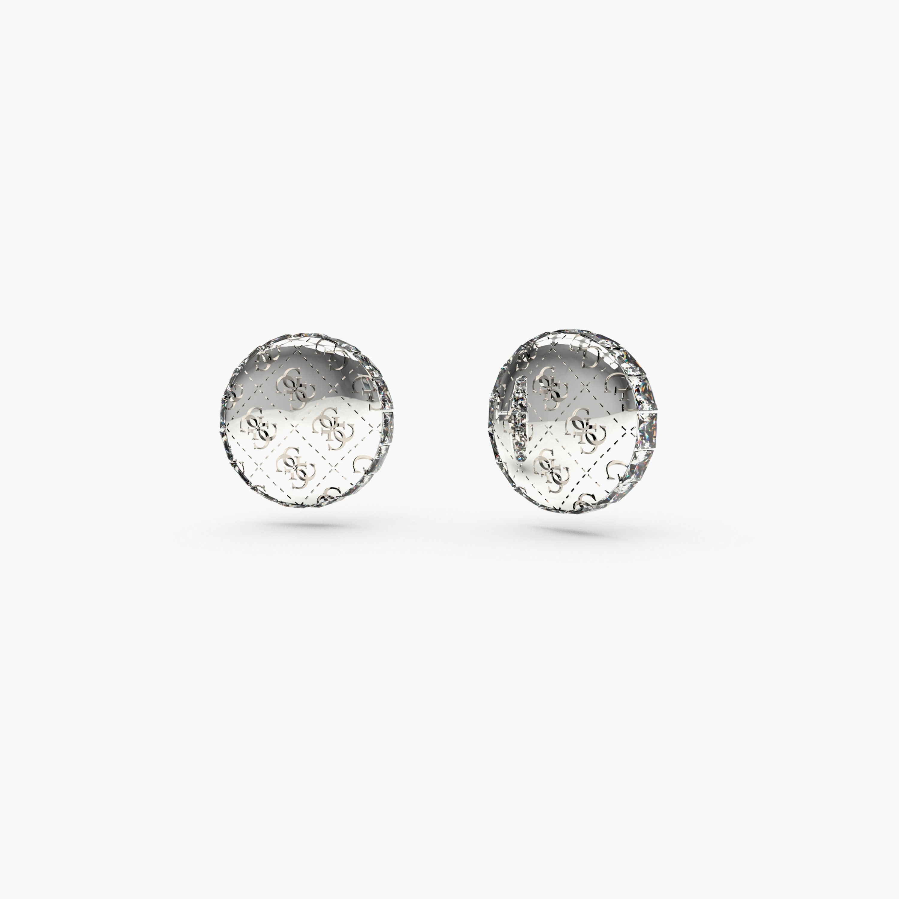 غيس- أقراط فولاذ فضية مرصعة بكريستالات جانبية 4 جرام | JUBE04265JWRHT-U-women-watchesandjewellery-jewellery-earrings-image-1