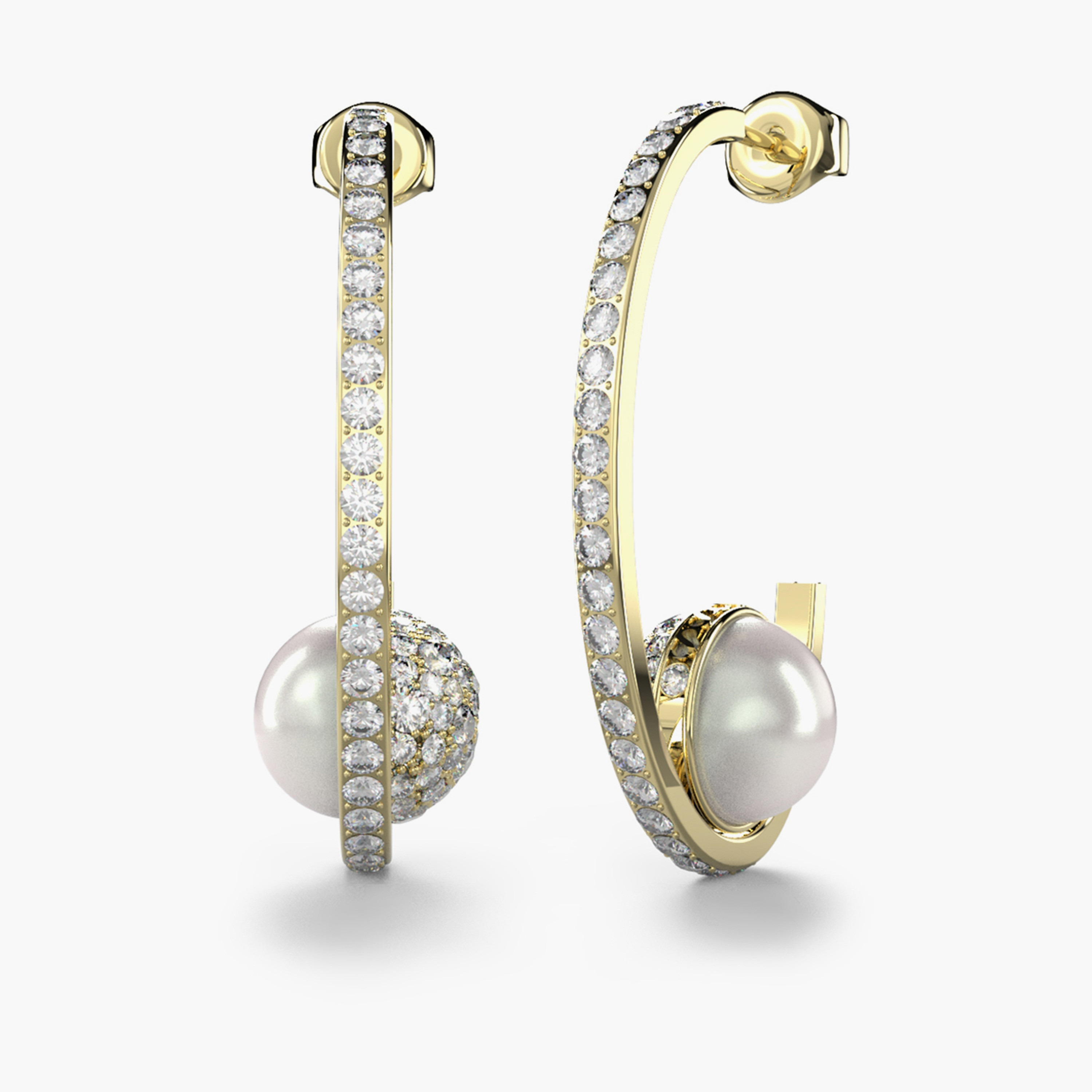 Guess 32MM Mop & Crystals J Hoop Gold Earrings Steel | JUBE04452JWYGT/U-women-watchesandjewellery-jewellery-earrings-image-1