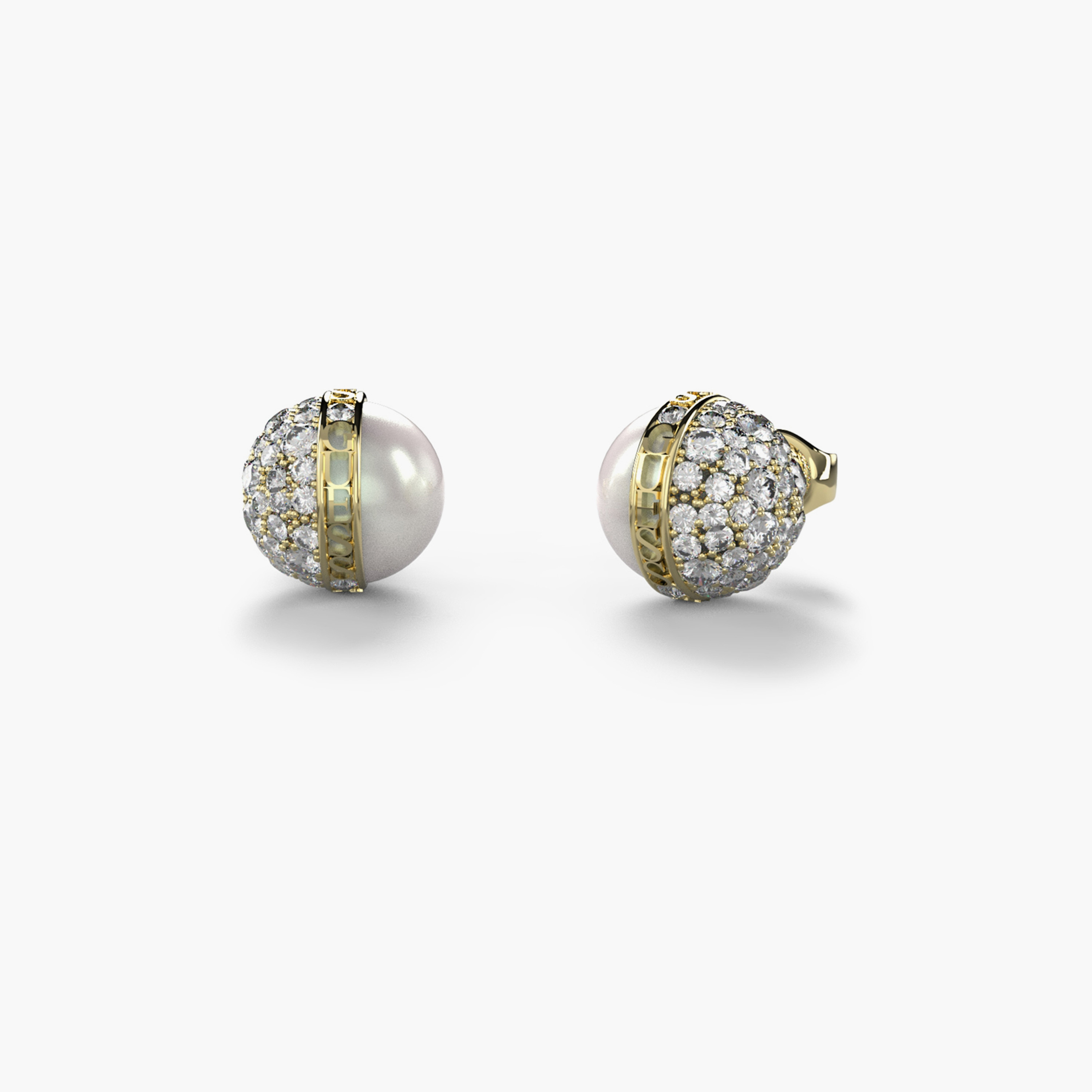 غيس- أقراط فولاذ ذهبية مرصعة بالكريستال واللؤلؤ 10 مم | JUBE04458JWYGT-U-women-watchesandjewellery-jewellery-earrings-image-1