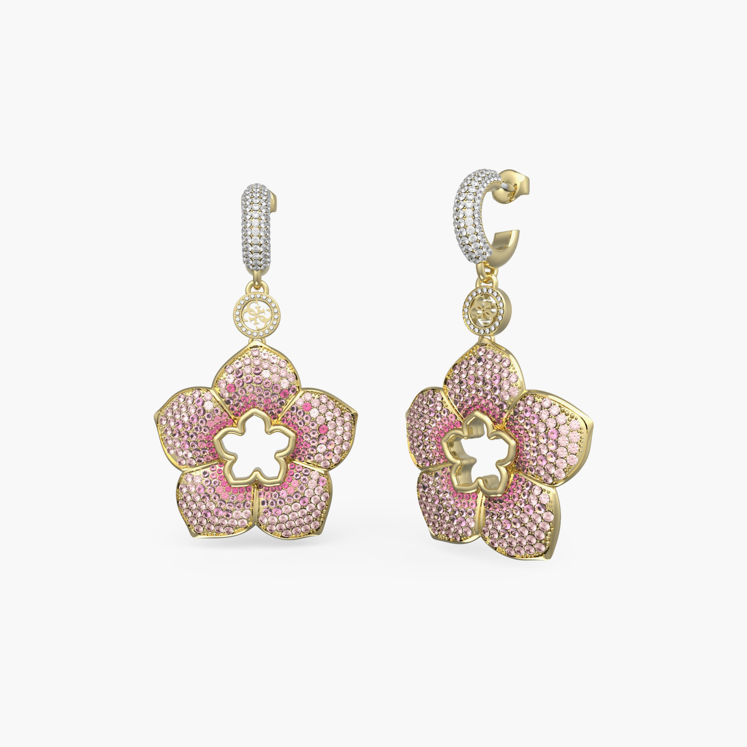 غيس- أقراط هاجيز مرصعة بالزهور من الفولاذ 65 مم | JUBE04461JWYGPKT-U-women-watchesandjewellery-jewellery-earrings-image-1