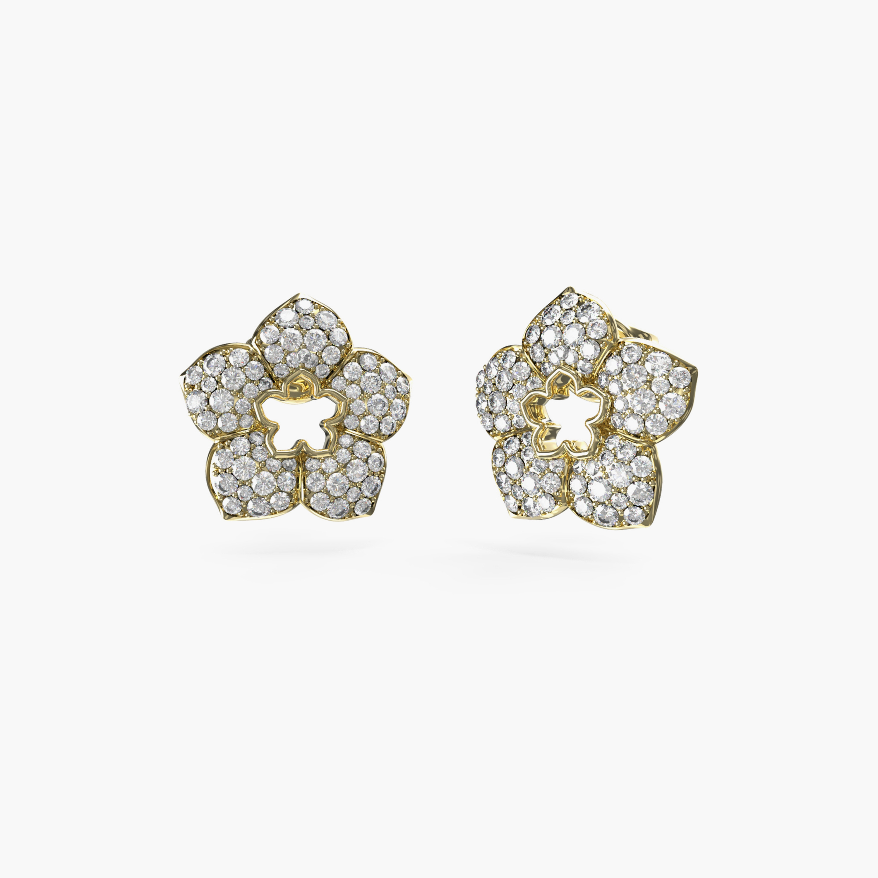 غيس- أقراط فولاذ ذهبية مرصعة على شكل زهور 14 مم | JUBE04469JWYGT-U-women-watchesandjewellery-jewellery-earrings-image-1