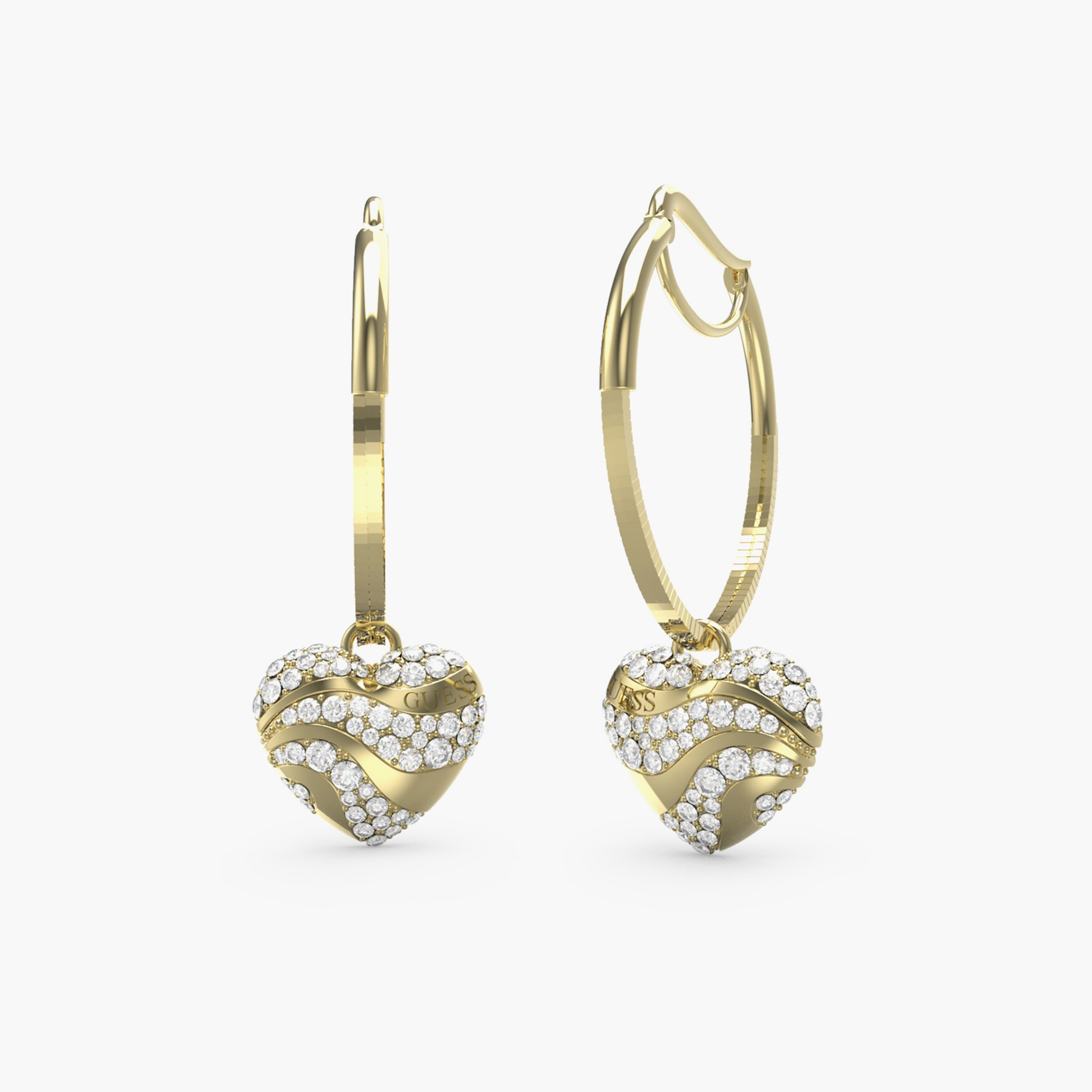 غيس- أقراط فولاذ ذهبية على شكل موجات قلب 23 مم | JUBE04505JWYGT-U-women-watchesandjewellery-jewellery-earrings-image-1