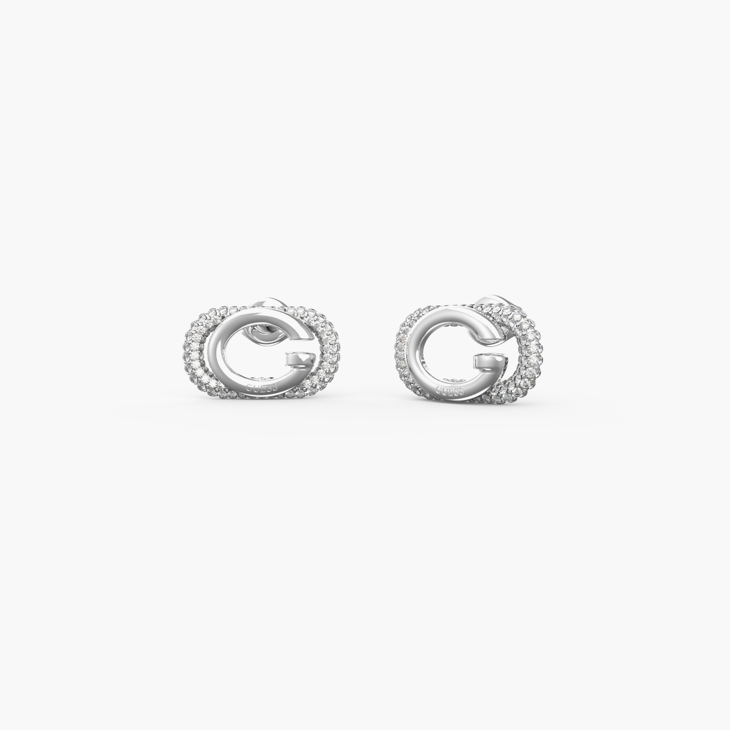غيس- أقراط فولاذ فضية بشعار وكريستال 16 مم | JUBE04511JWRHT-U-women-watchesandjewellery-jewellery-earrings-image-1