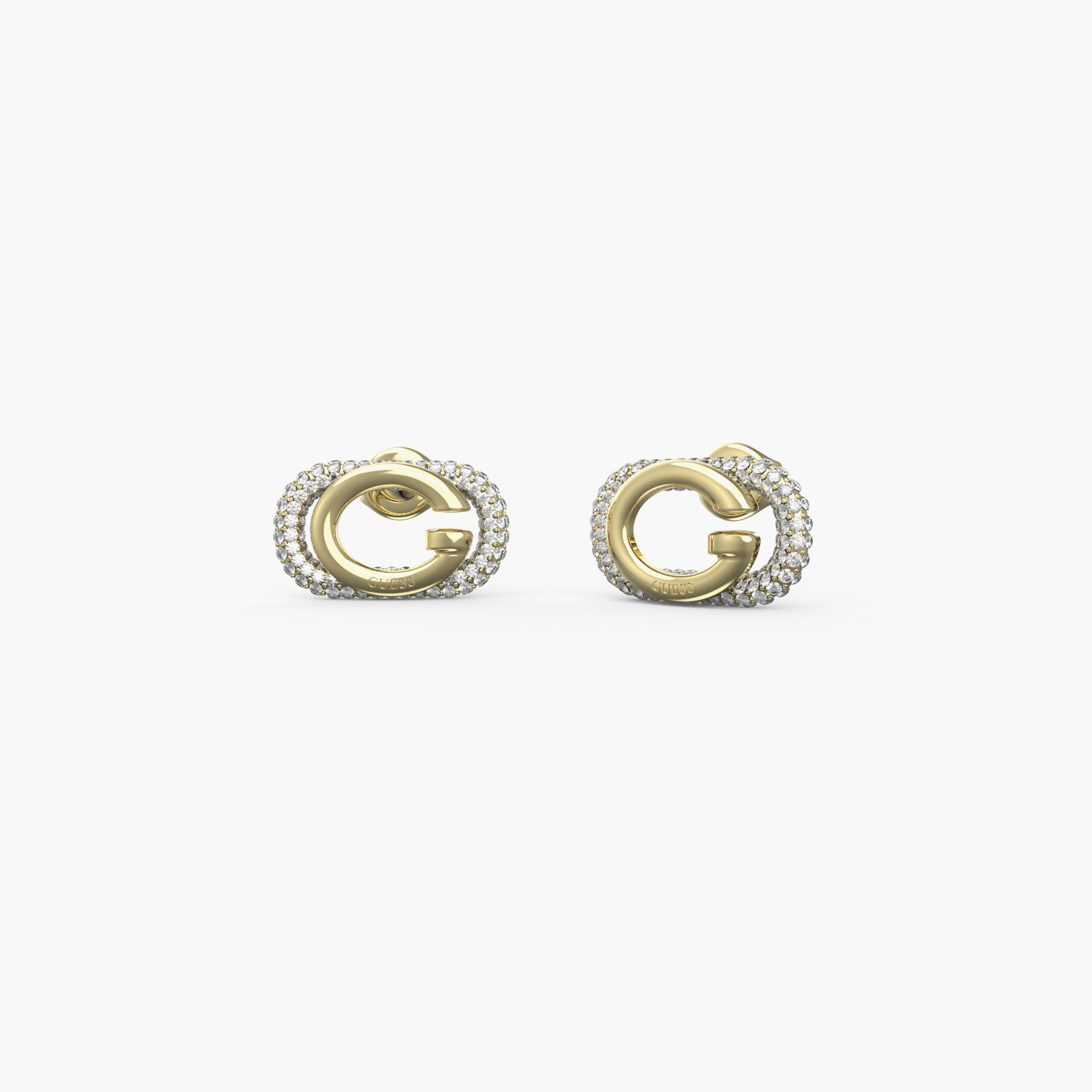 غيس- أقراط فولاذ ذهبية بشعار وكريستال 16 مم | JUBE04511JWYGT-U-women-watchesandjewellery-jewellery-earrings-image-1