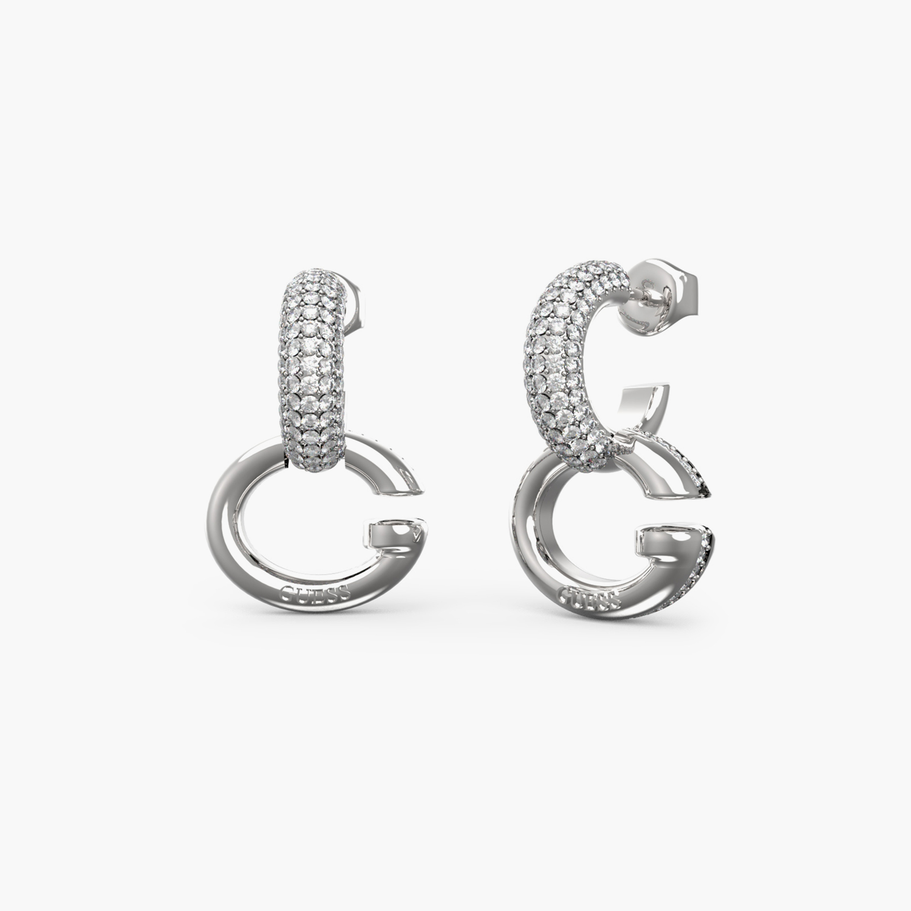 غيس- أقراط فولاذ فضية بشعار G وكريستال 24 مم | JUBE04521JWRHT-U-women-watchesandjewellery-jewellery-earrings-image-1