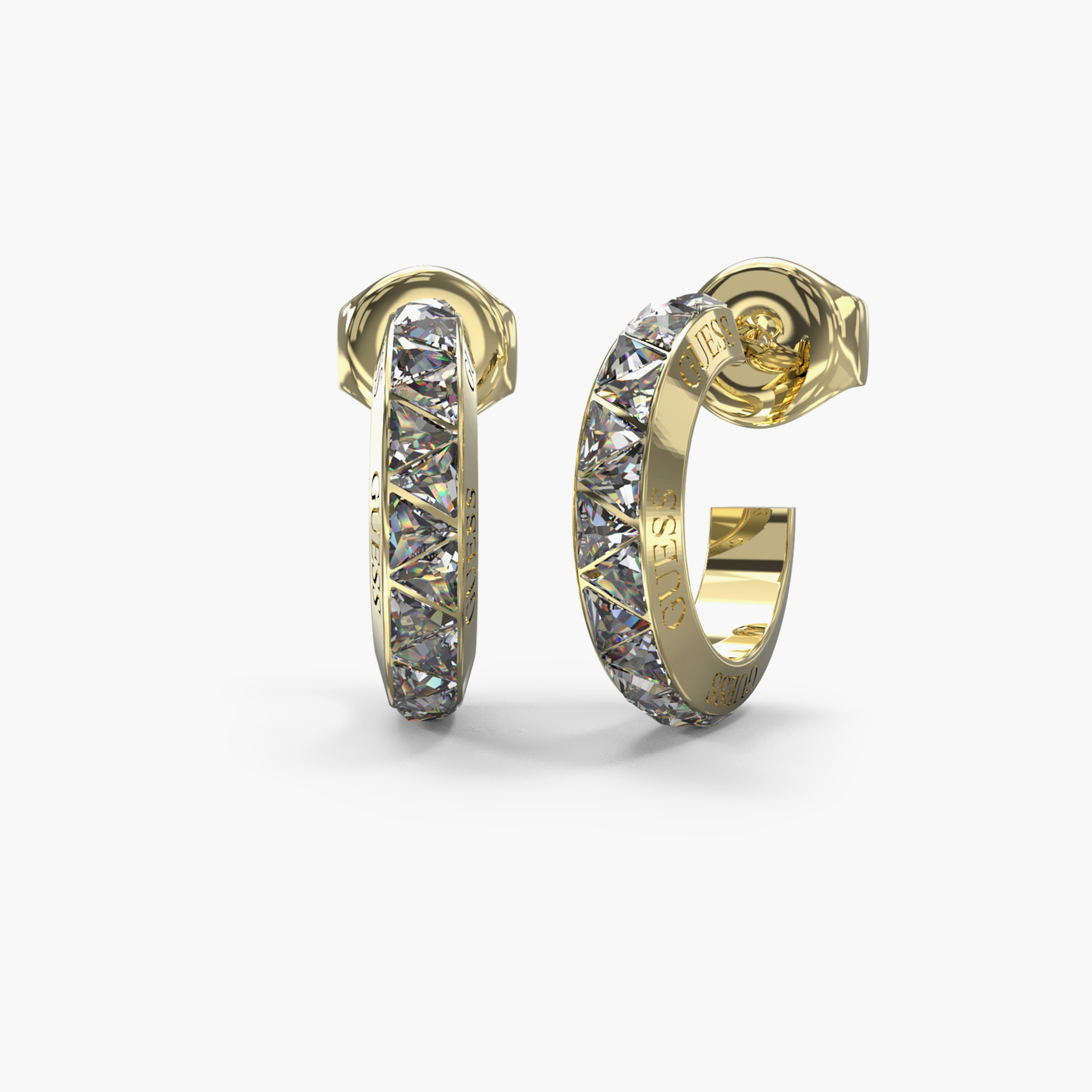 غيس- أقراط فولاذ ذهبية مثلثات متعددة 18 مم | JUBE04573JWYGT-U-women-watchesandjewellery-jewellery-earrings-image-1