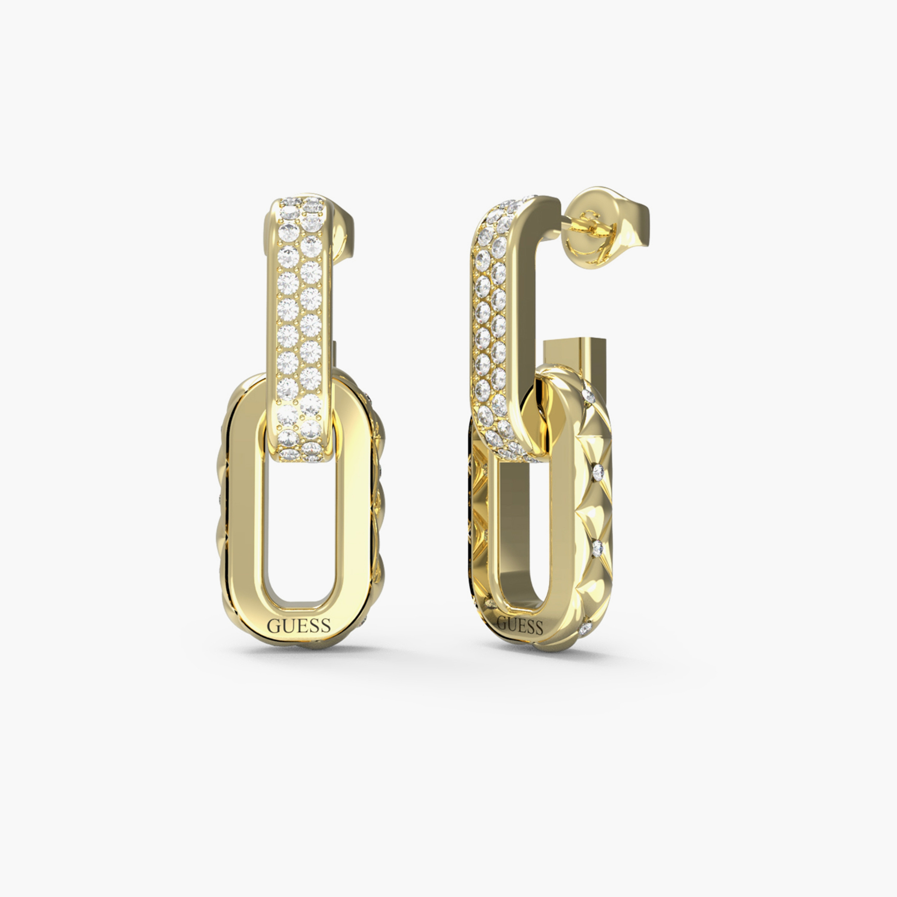 غيس- أقراط فولاذ ذهبية بحلقتين مرصعة ماتيلاس 30 مم | JUBE04582JWYGT-U-women-watchesandjewellery-jewellery-earrings-image-1
