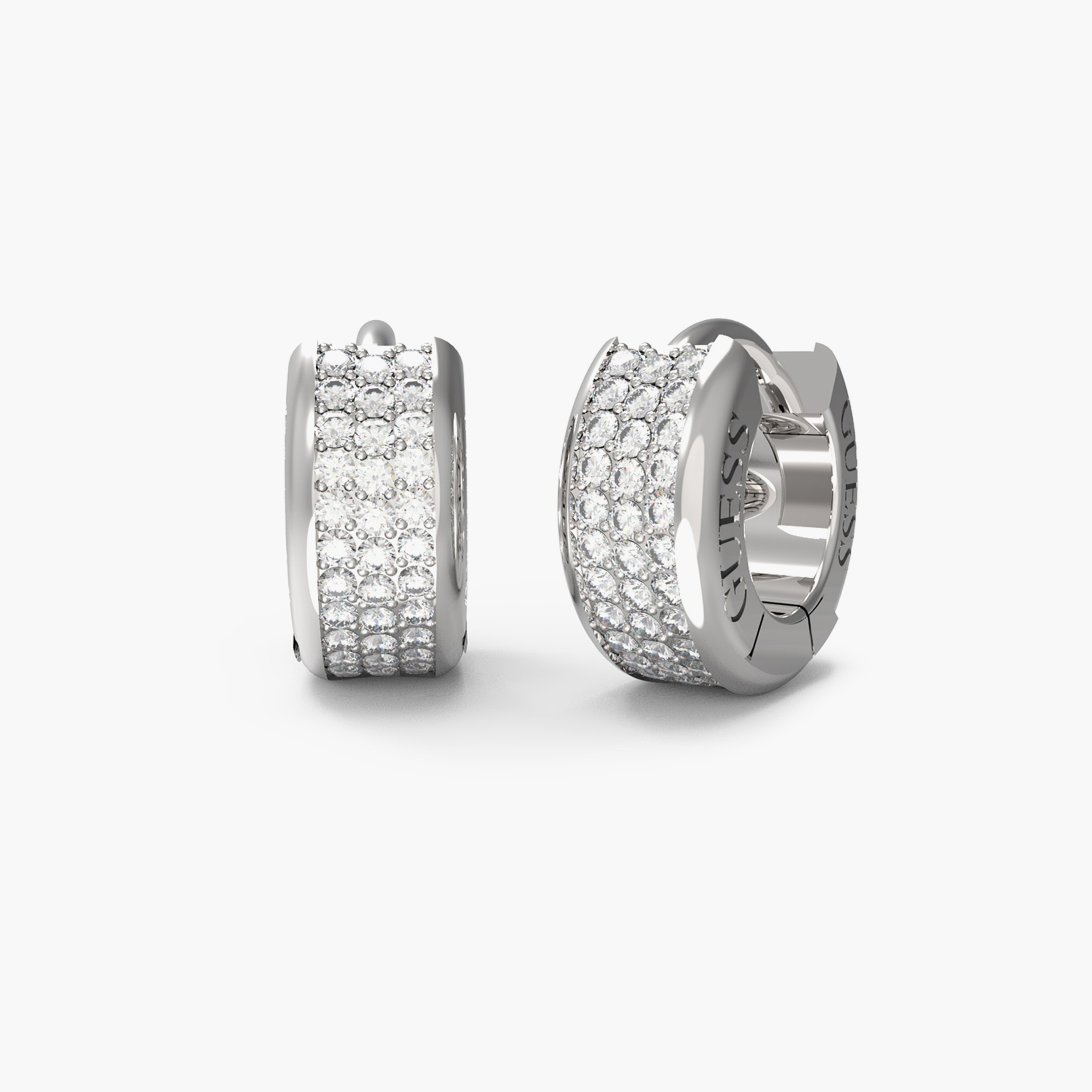 غيس- أقراط فولاذ فضية صغيرة مرصعة بالكريستال 12 مم | JUBE04583JWRHT-U-women-watchesandjewellery-jewellery-earrings-image-1