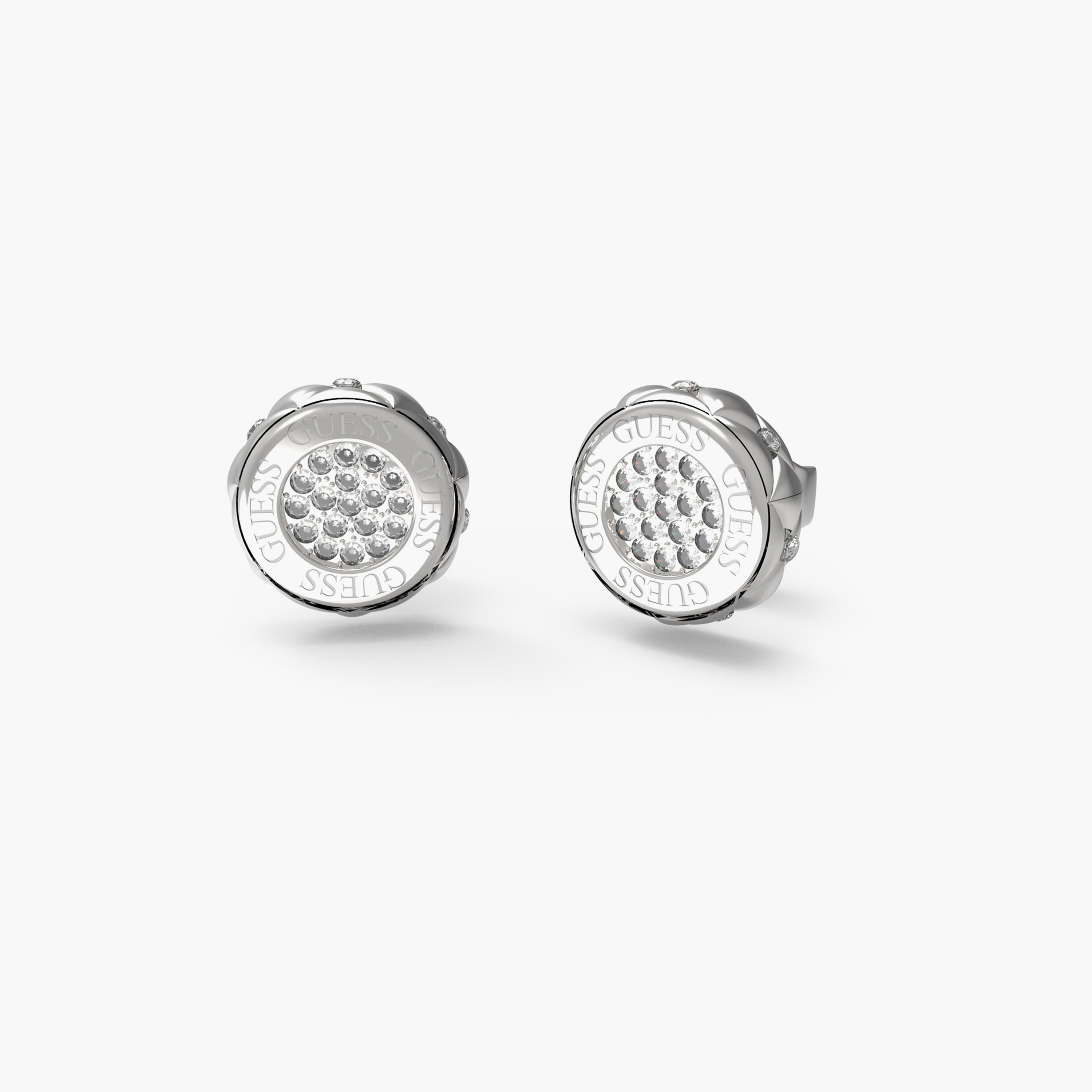 غيس- أقراط فولاذ فضية بتصميم ماتيلاس مرصعة بأحجار الراين 10 مم | JUBE04595JWRHT-U-women-watchesandjewellery-jewellery-earrings-image-1