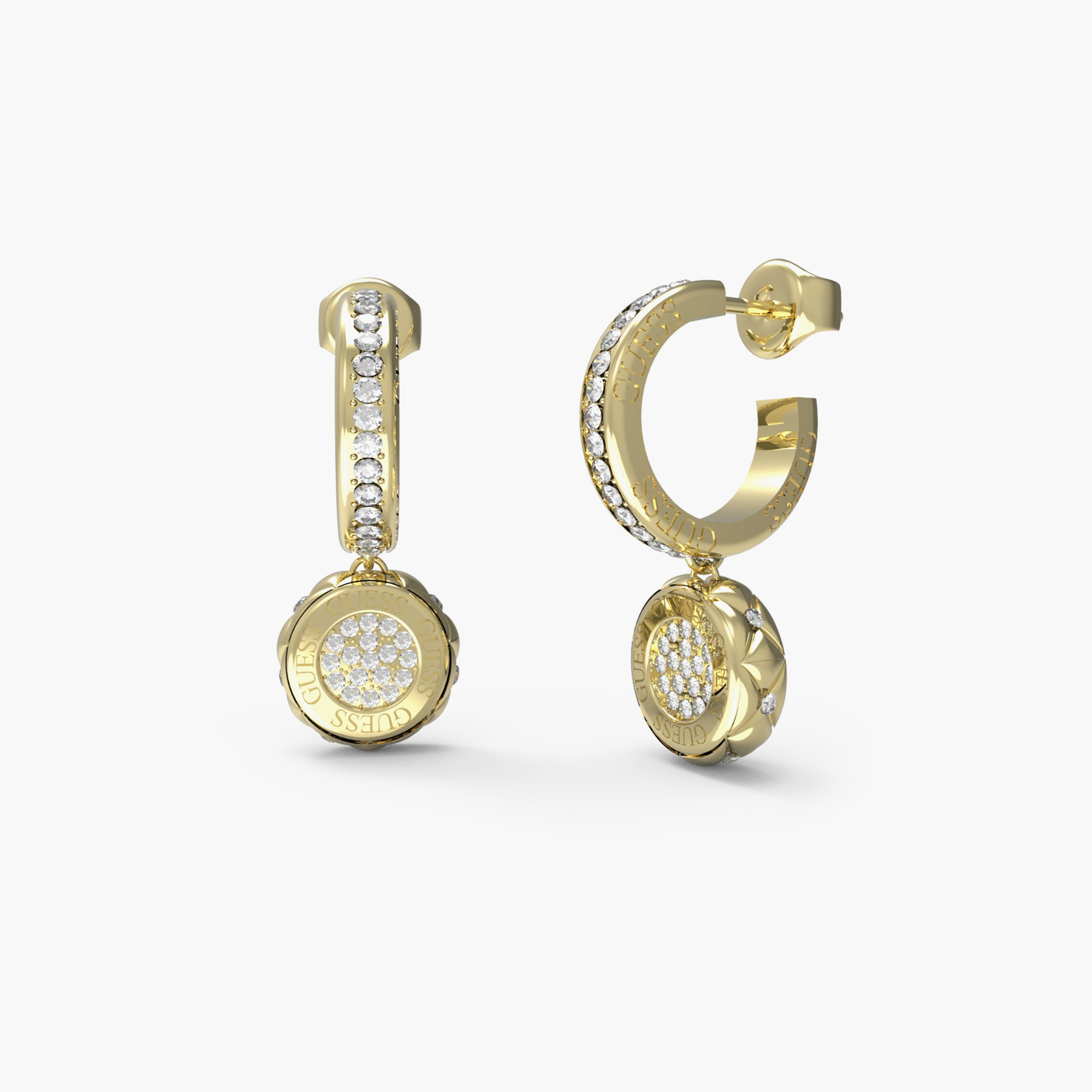 غيس- أقراط فولاذ ذهبية على شكل عملة معدنية بتصميم ماتيلاس 26 مم | JUBE04596JWYGT-U-women-watchesandjewellery-jewellery-earrings-image-1