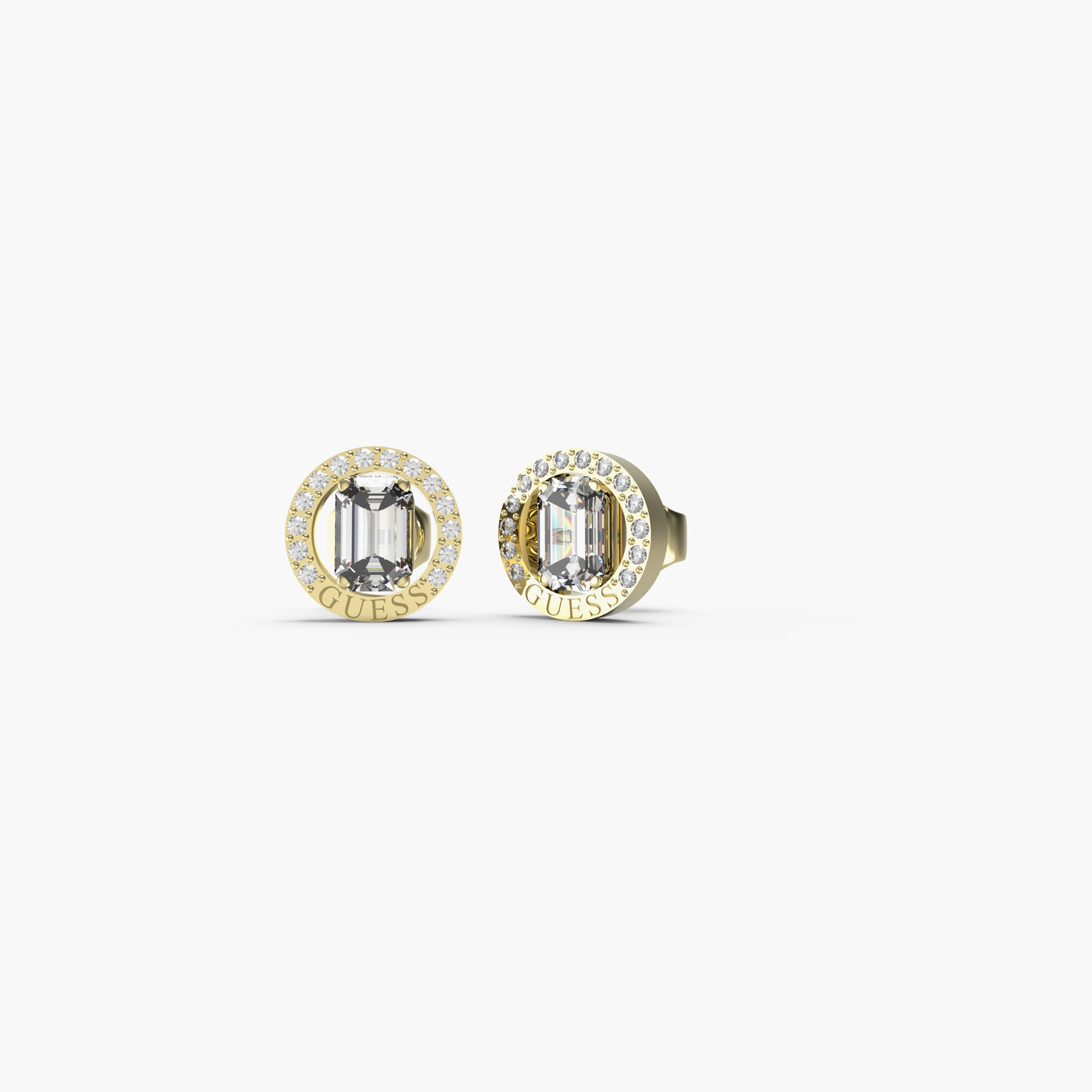 غيس- أقراط فولاذ ذهبية مرصعة بكريستالات دائرية 8 مم | JUBE04654JWYGT-U-women-watchesandjewellery-jewellery-earrings-image-1