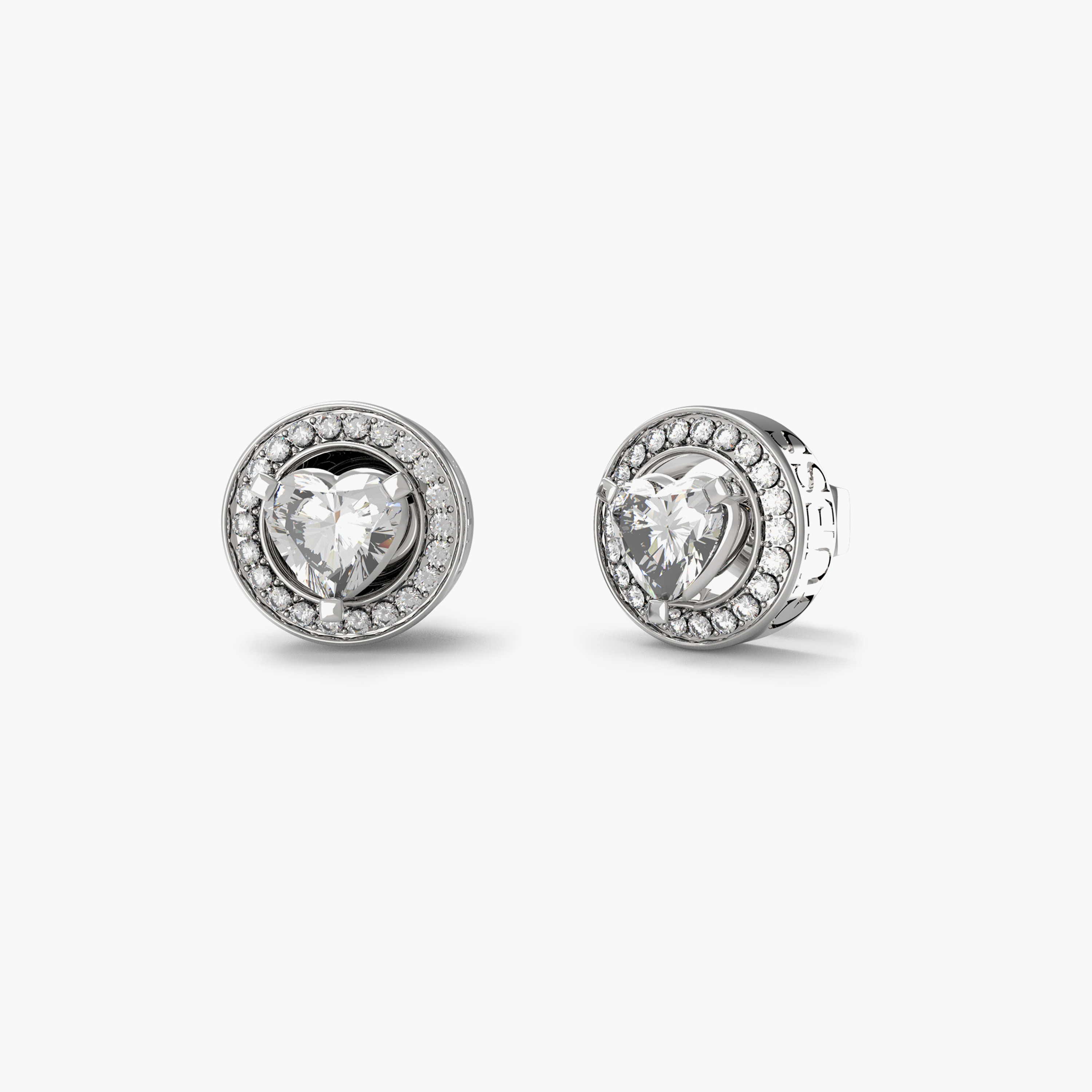 غيس- أقراط فولاذ فضية على شكل قلب سوليتير 10 مم | JUBE04669JWRHT-U-women-watchesandjewellery-jewellery-earrings-image-1