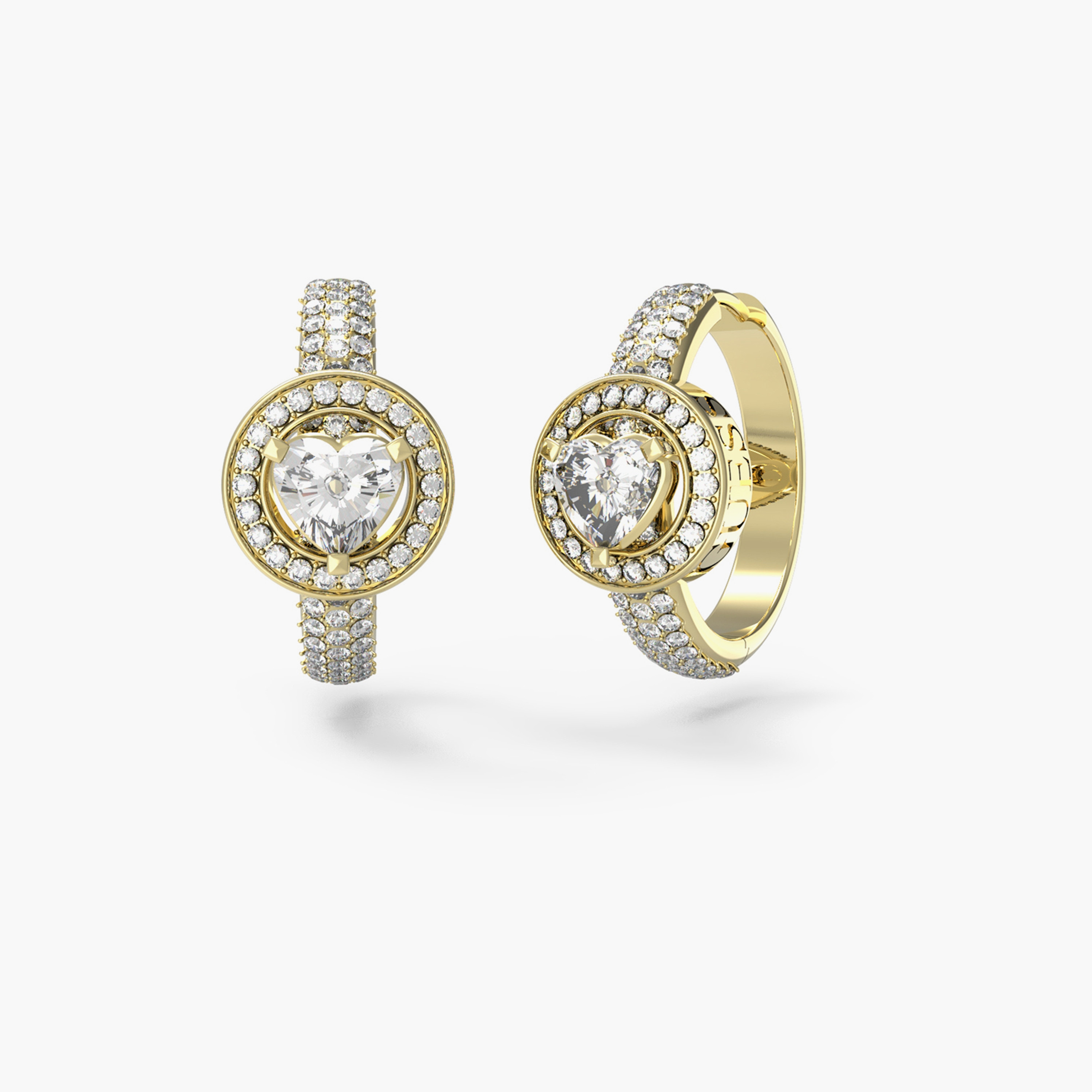 غيس- أقراط فولاذ سوليتير هاجيز صغيرة كريستالية 20 مم | JUBE04670JWYGT-U-women-watchesandjewellery-jewellery-earrings-image-1