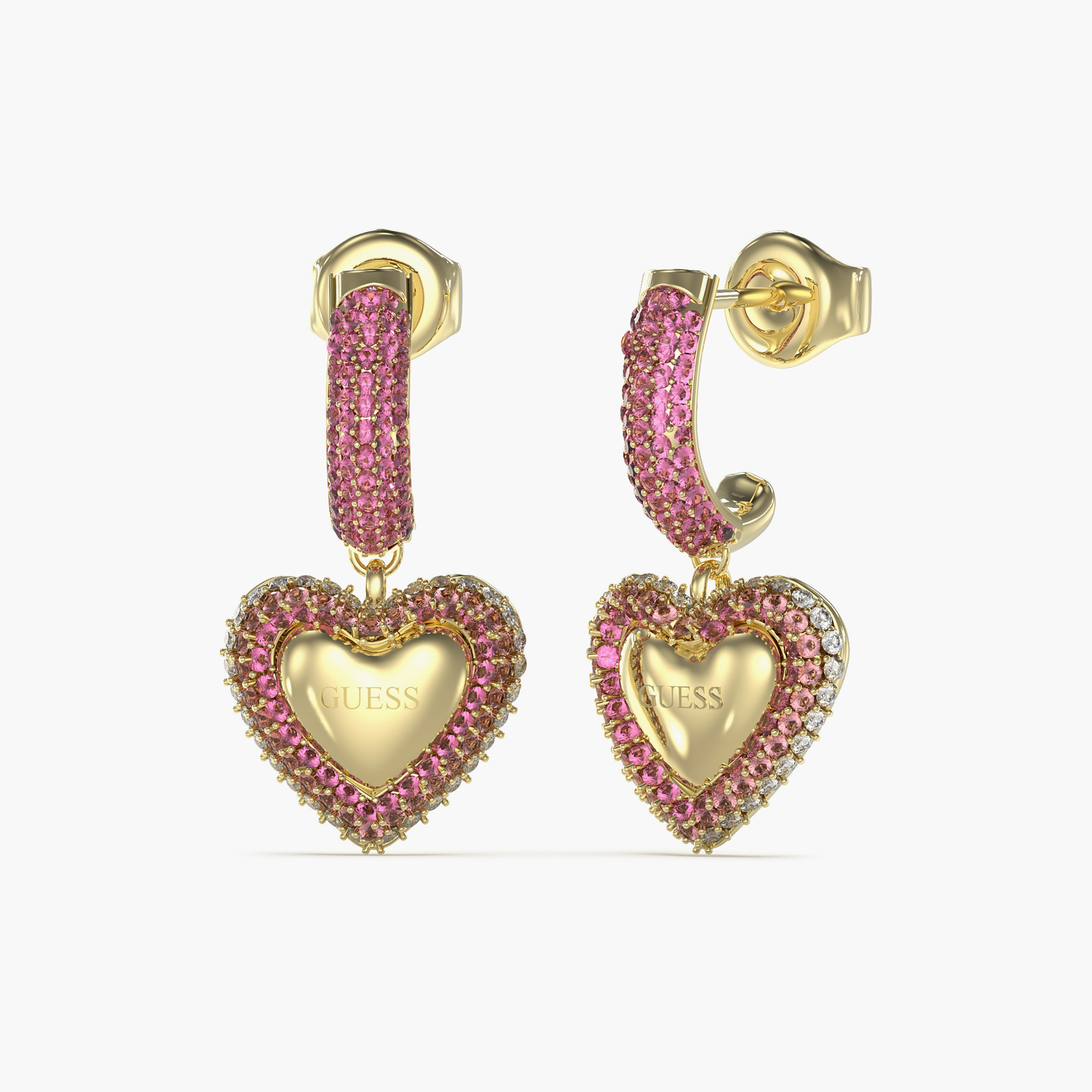 غيس- أقراط فولاذ متدلية على شكل قلب مرصع بأحجار 25 مم | JUBE05010JWYGPKT-U-women-watchesandjewellery-jewellery-earrings-image-1