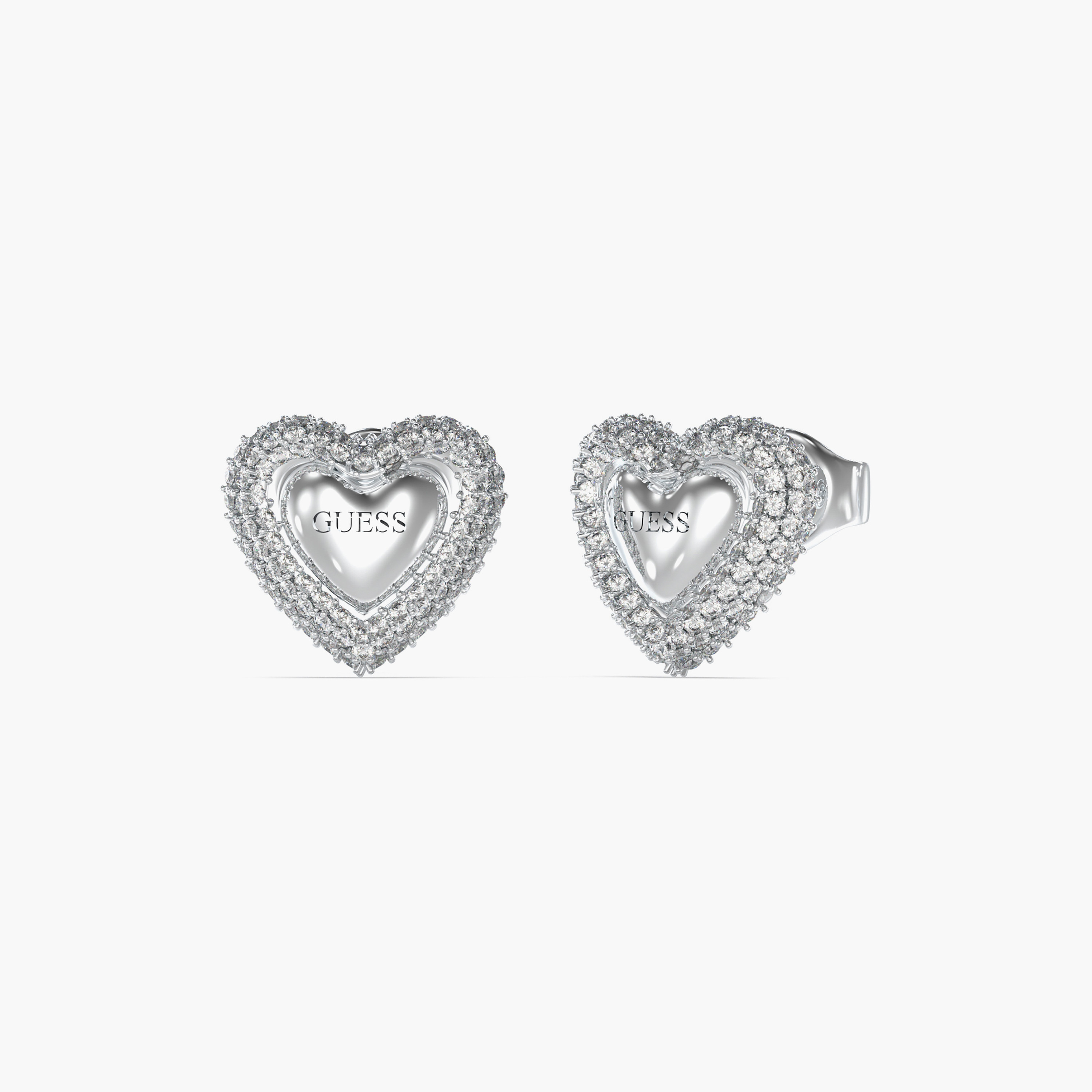 غيس- أقراط فولاذ فضية على شكل قلب مرصعة بأحجار 13 مم | JUBE05020JWRHT-U-women-watchesandjewellery-jewellery-earrings-image-1
