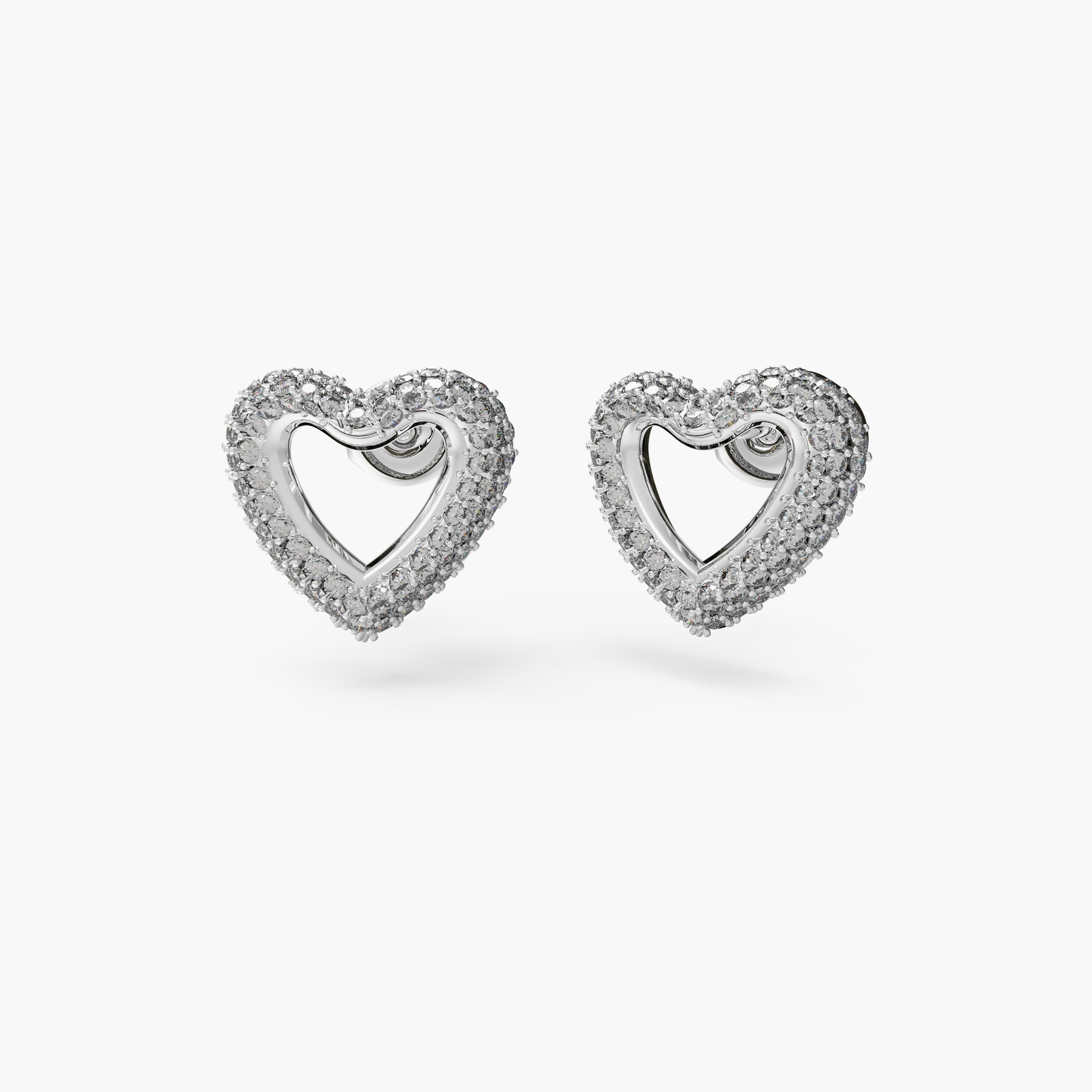 غيس- أقراط فولاذ فضية على شكل قلب مرصعة بالكريستال 13 مم | JUBE05028JWRHT-U-women-watchesandjewellery-jewellery-earrings-image-1