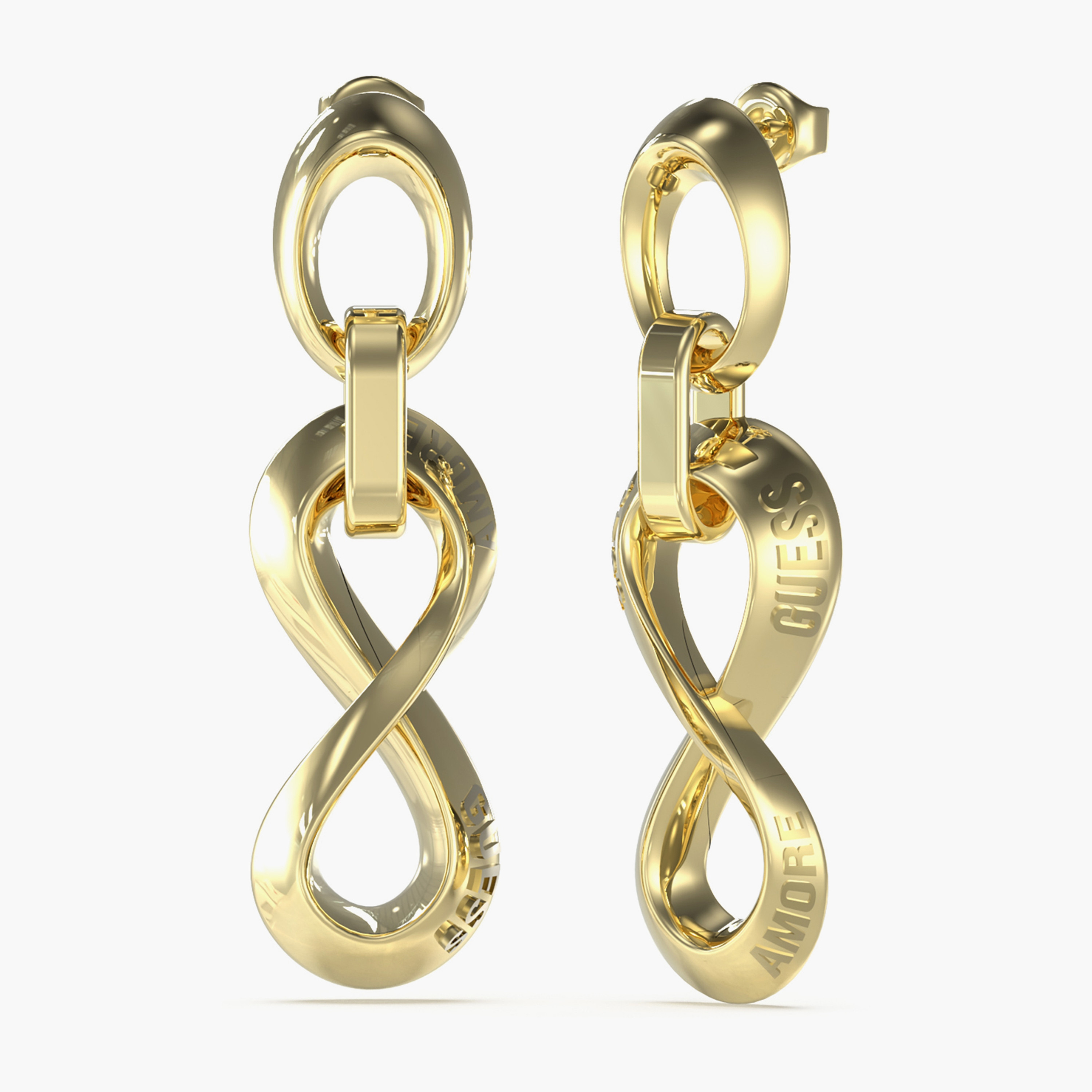 غيس- أقراط فولاذ ذهبية متدلية على شكل إنفينيتي 52 مم | JUBE05048JWYGT-U-women-watchesandjewellery-jewellery-earrings-image-1