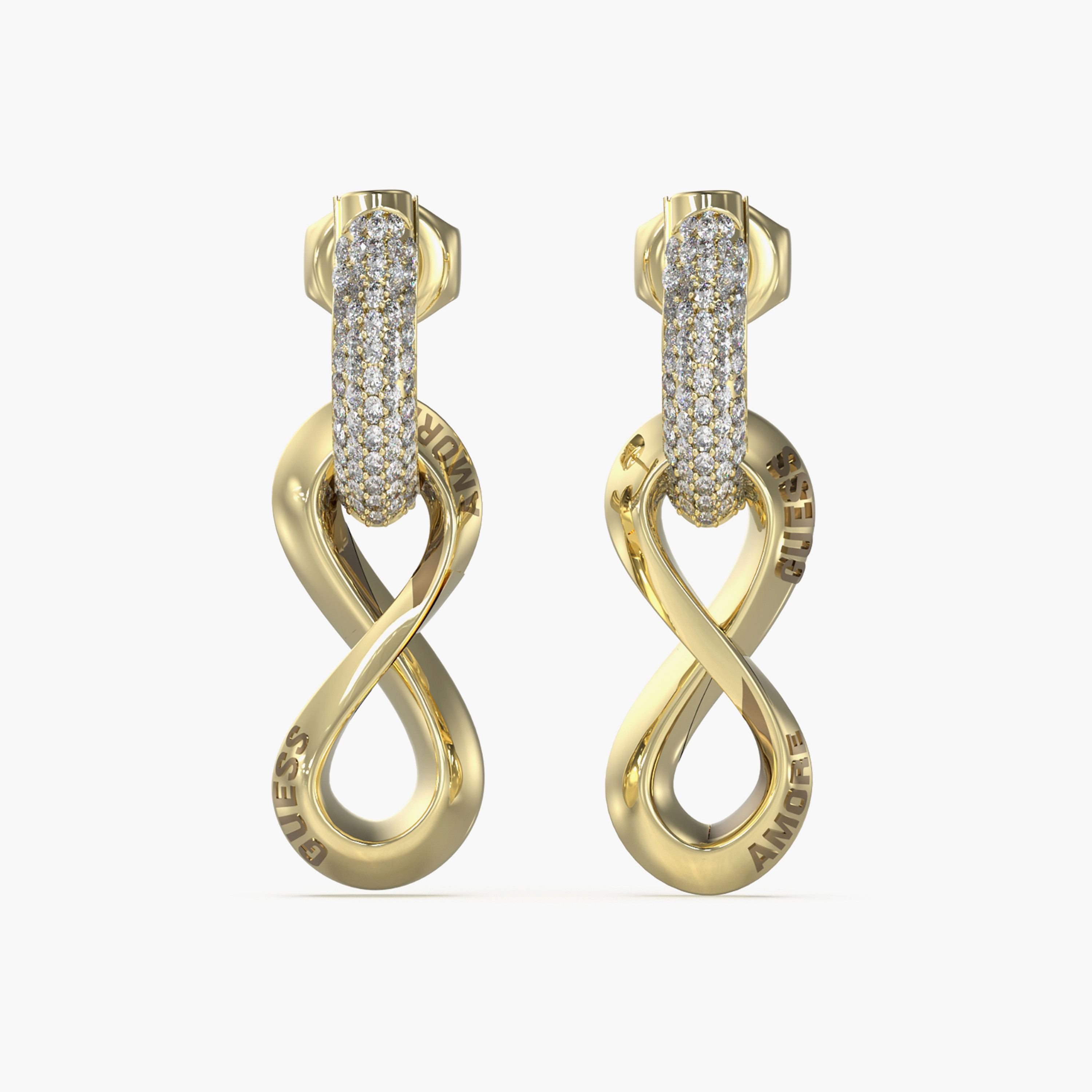 غيس- أقراط فولاذ ذهبية بتعلقة انفينيتي 29 مم | JUBE05051JWYGT-U-women-watchesandjewellery-jewellery-earrings-image-1