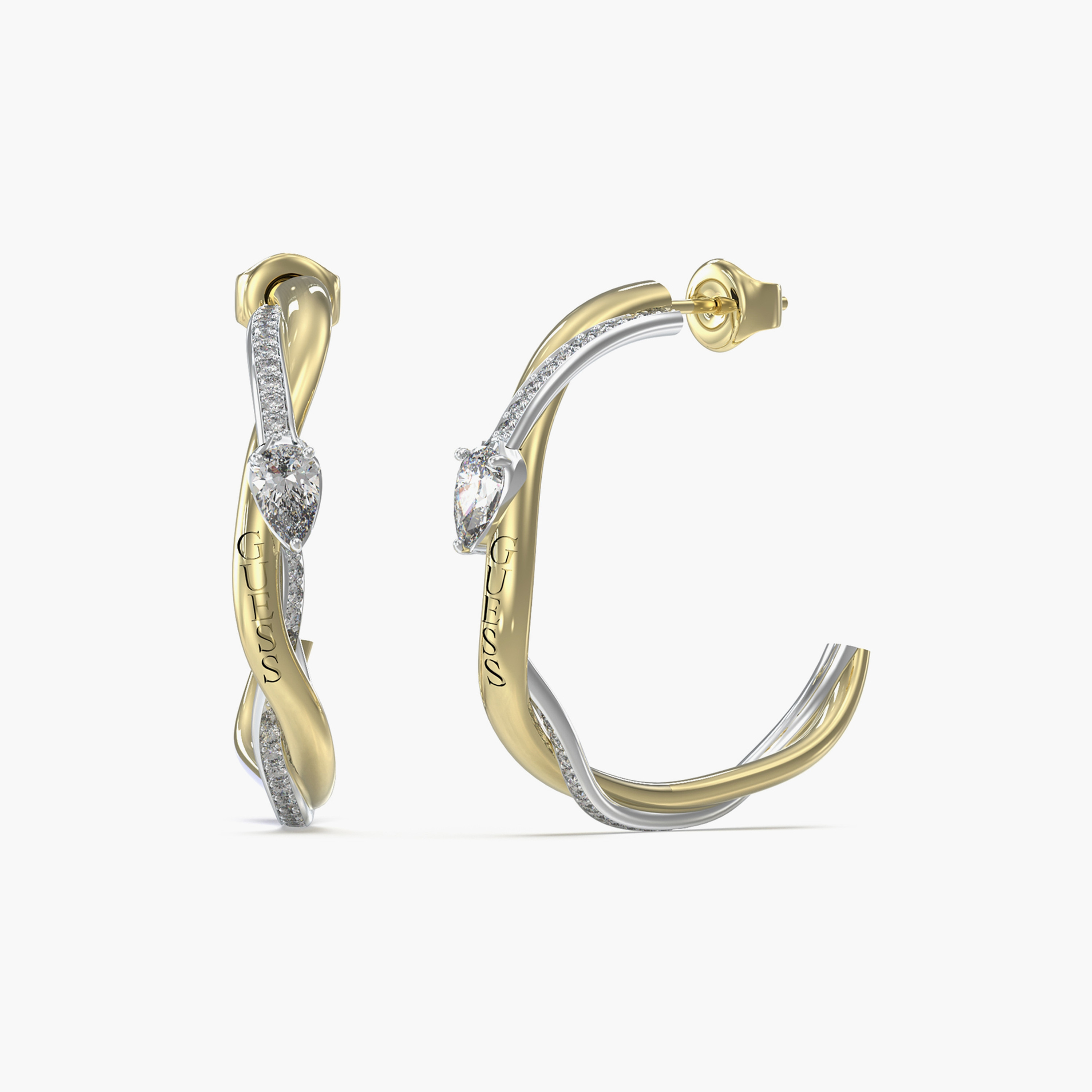 Guess 33MM Multi Twist Hoops Steel | JUBE05063JWYGRHT/U-women-watchesandjewellery-jewellery-earrings-image-1