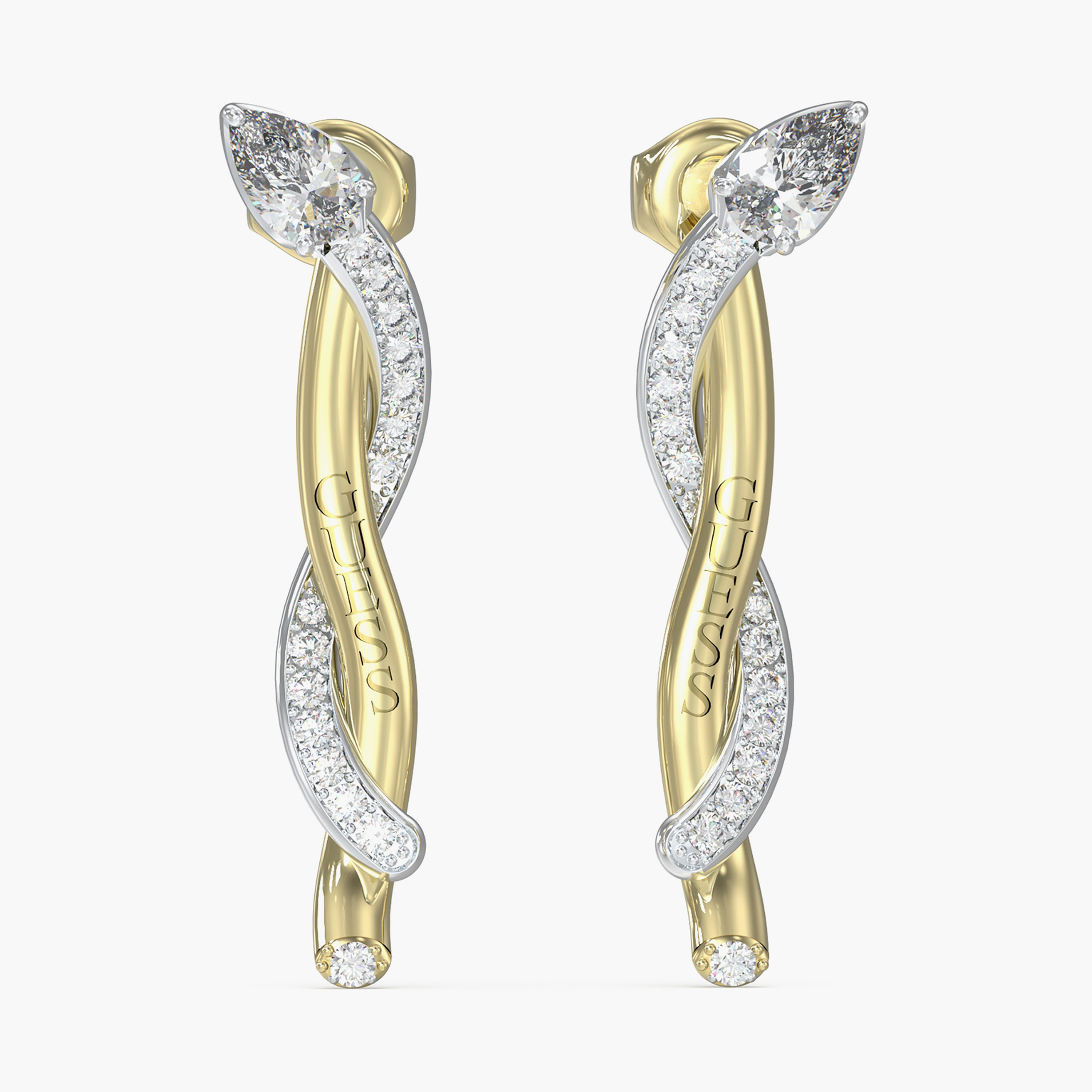 غيس- أقراط متدلية ملفوفة من الفولاذ 30 مم | JUBE05070JWYGRHT-U-women-watchesandjewellery-jewellery-earrings-image-1