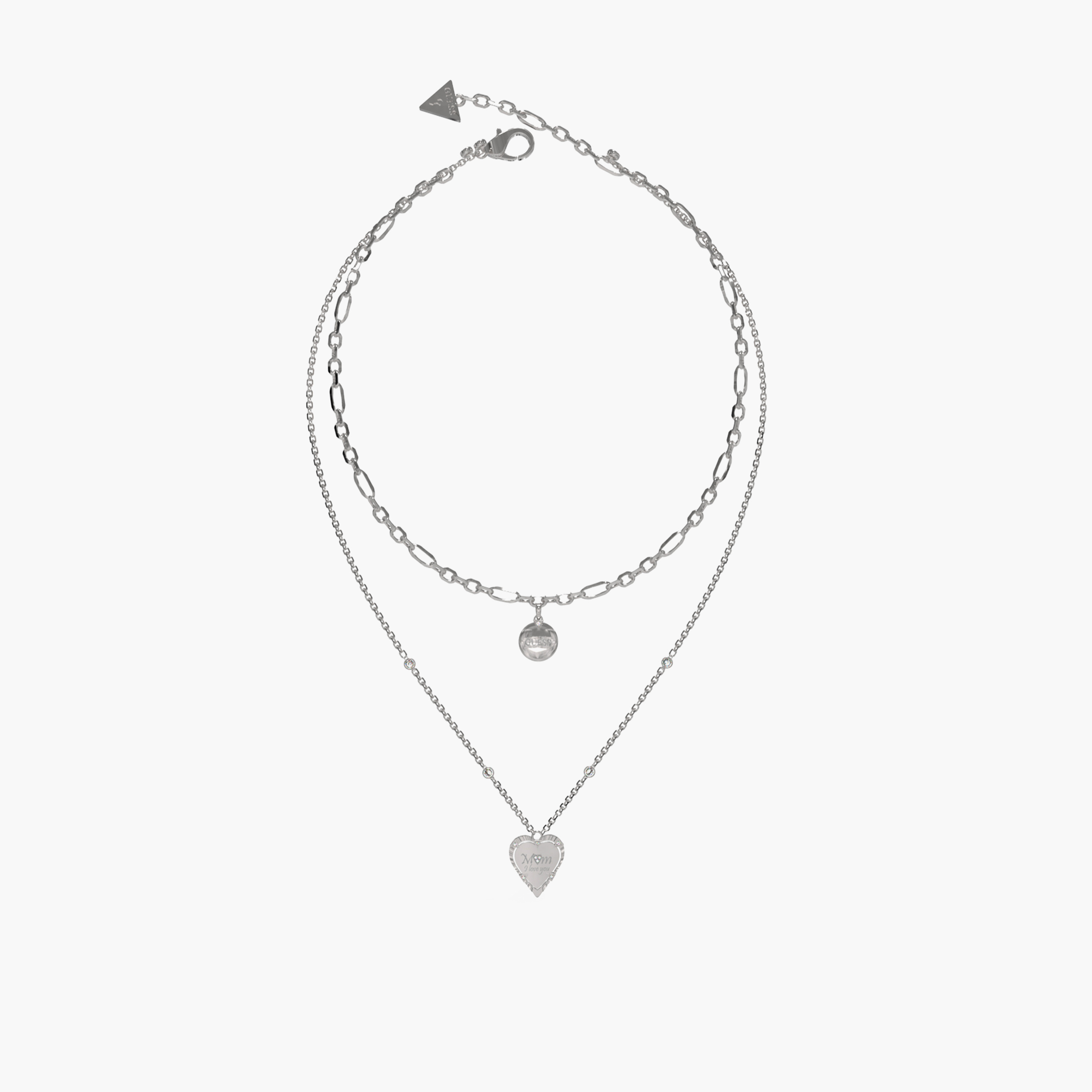 Guess Women's 16-18" Two Layers Mom Love Necklace Steel-women-watchesandjewellery-jewellery-necklacesandpendants-image-1