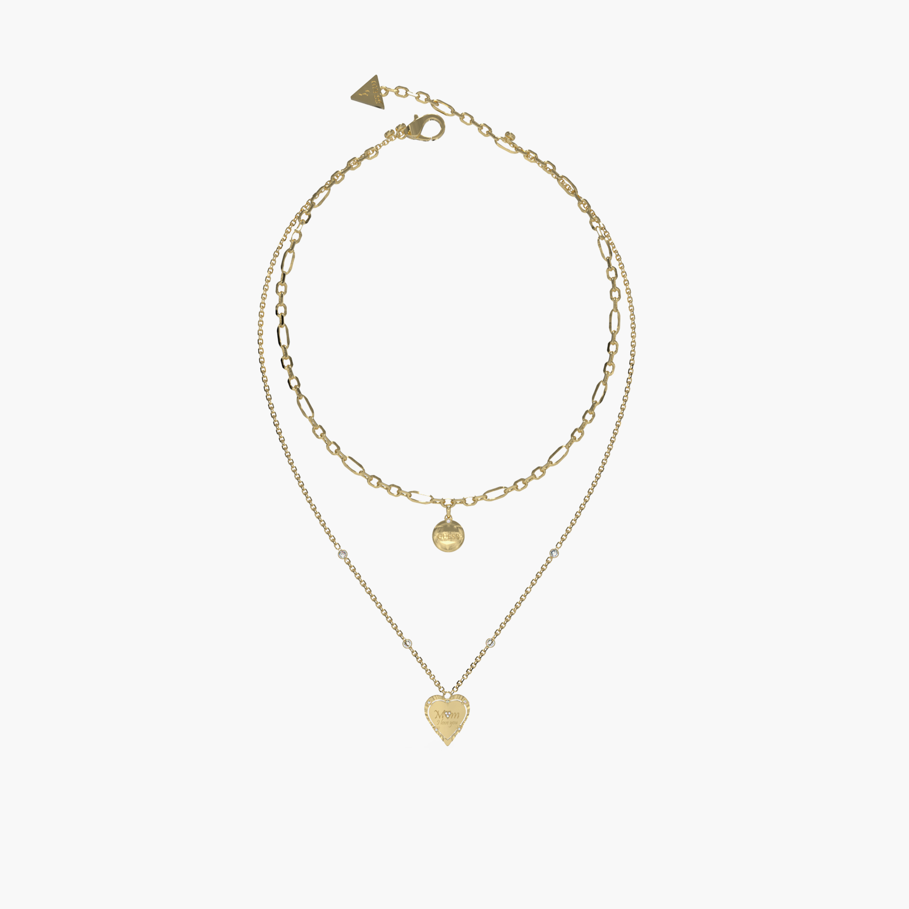 Guess Women's 16-18" Two Layers Mom Love Gold Necklace Steel-women-watchesandjewellery-jewellery-necklacesandpendants-image-1