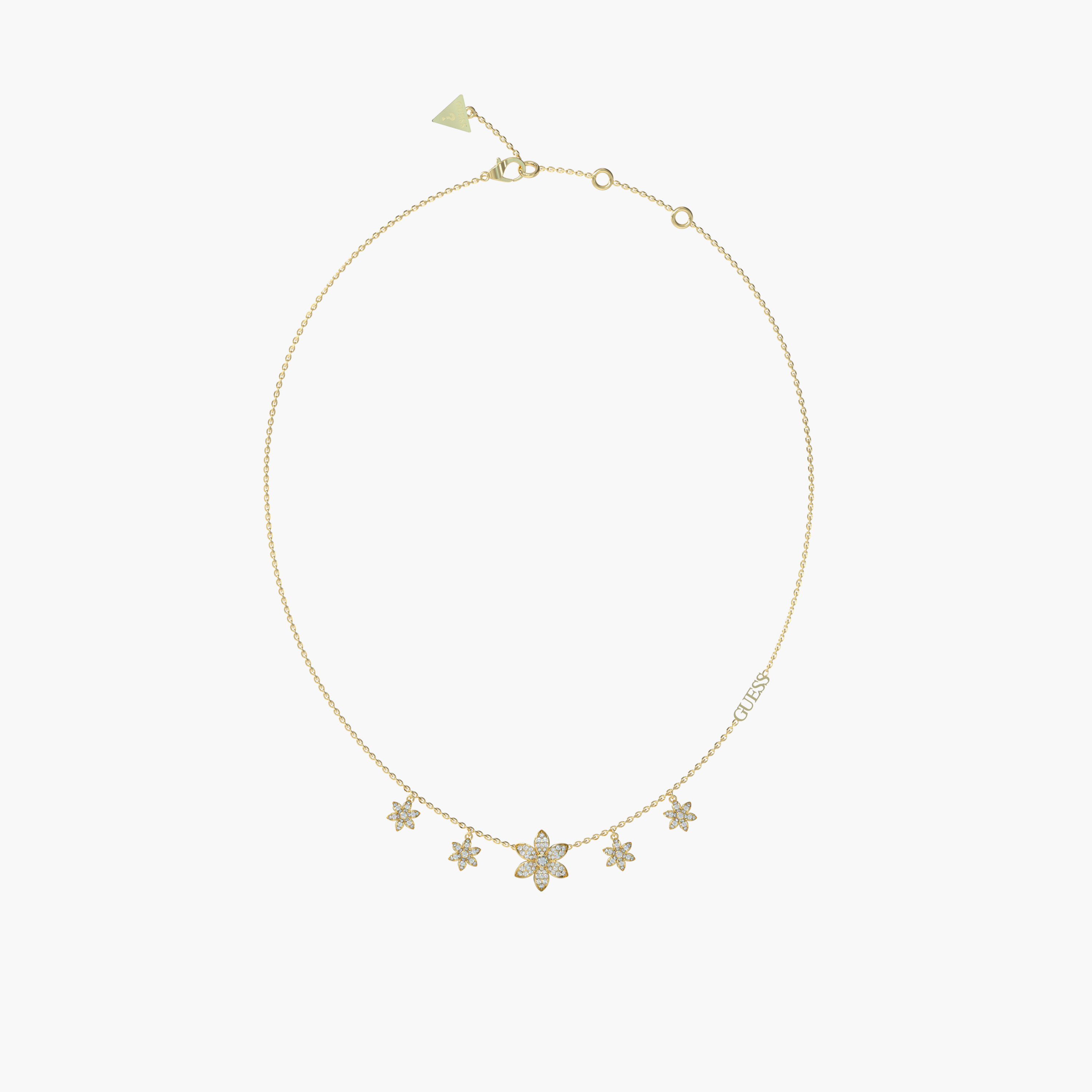 Guess Women's 16-18" Multi Flower Gold Necklace Steel-women-watchesandjewellery-jewellery-necklacesandpendants-image-1