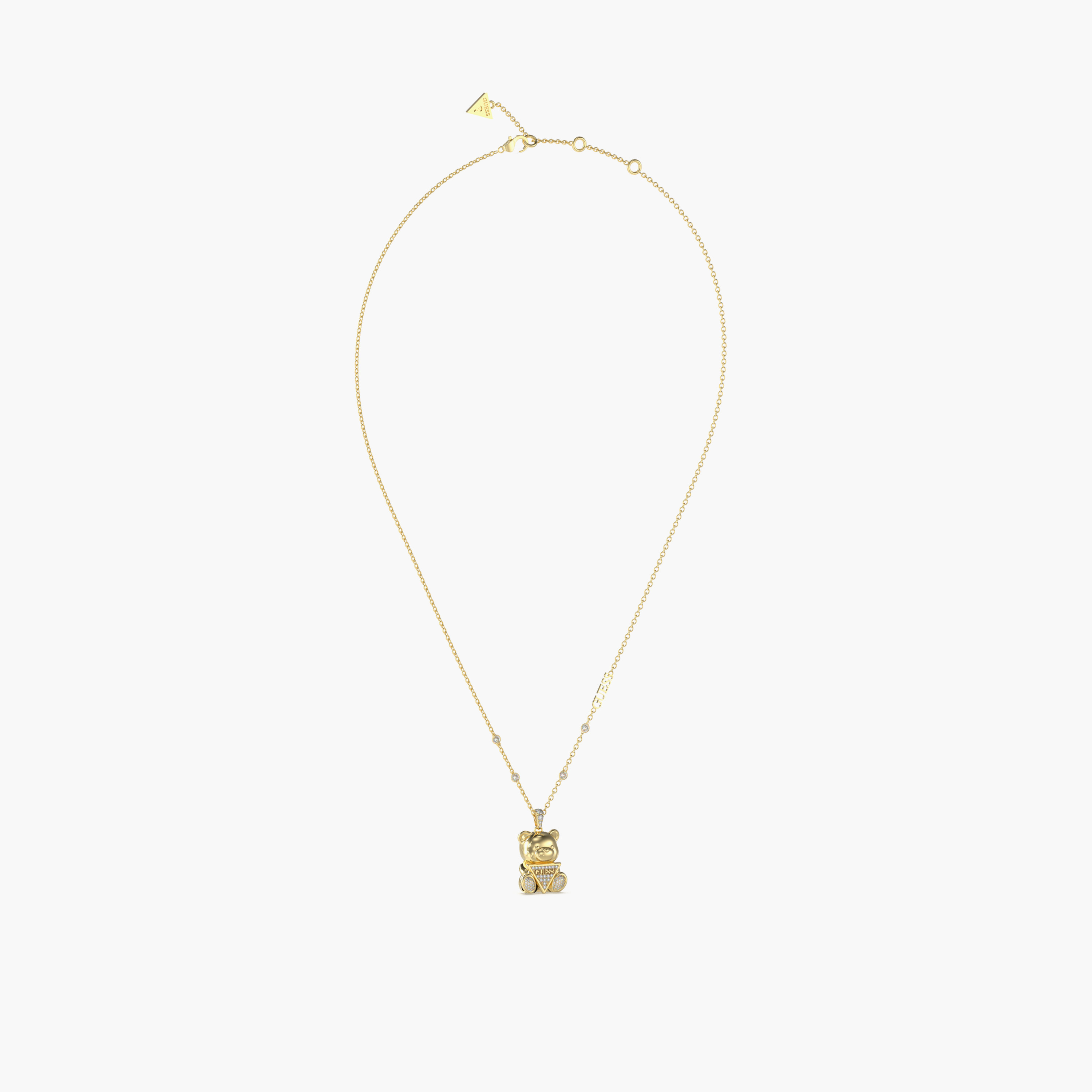 Guess Women's 21" Bear Bling Pendant Gold Necklace Steel-women-watchesandjewellery-jewellery-necklacesandpendants-image-1