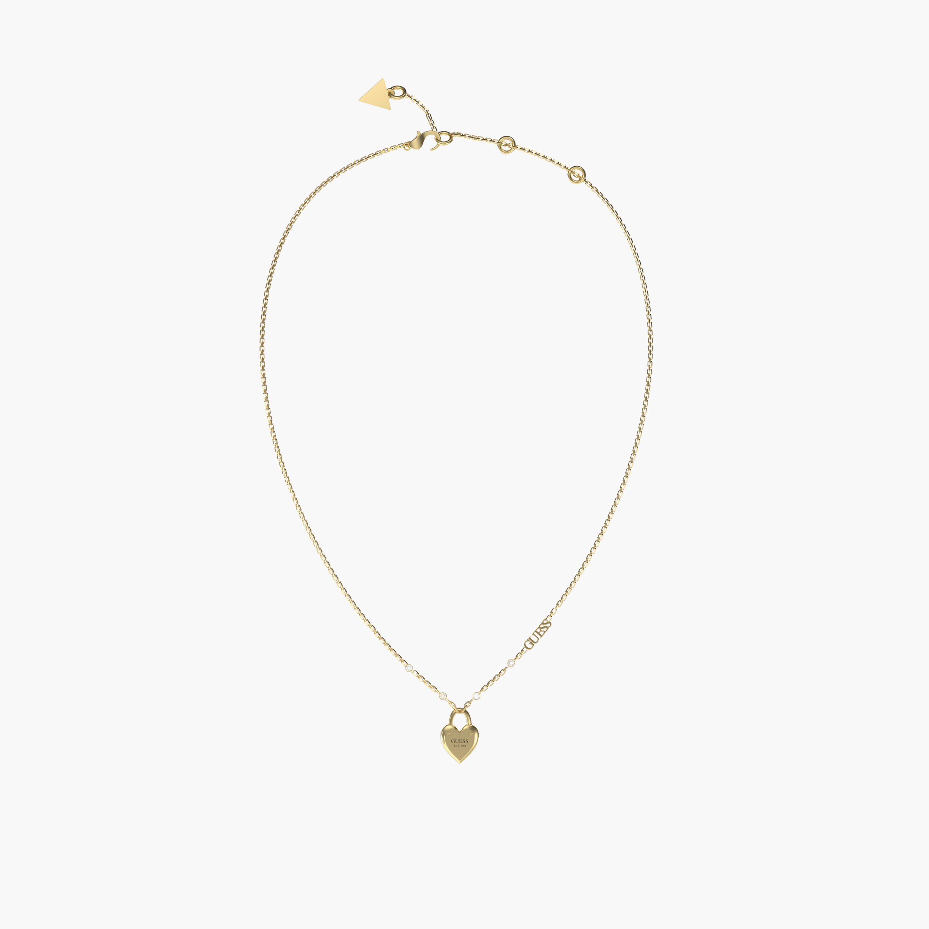 Guess Women's 16-18" Mini Heart Lock Gold Necklace Steel-women-watchesandjewellery-jewellery-necklacesandpendants-image-1