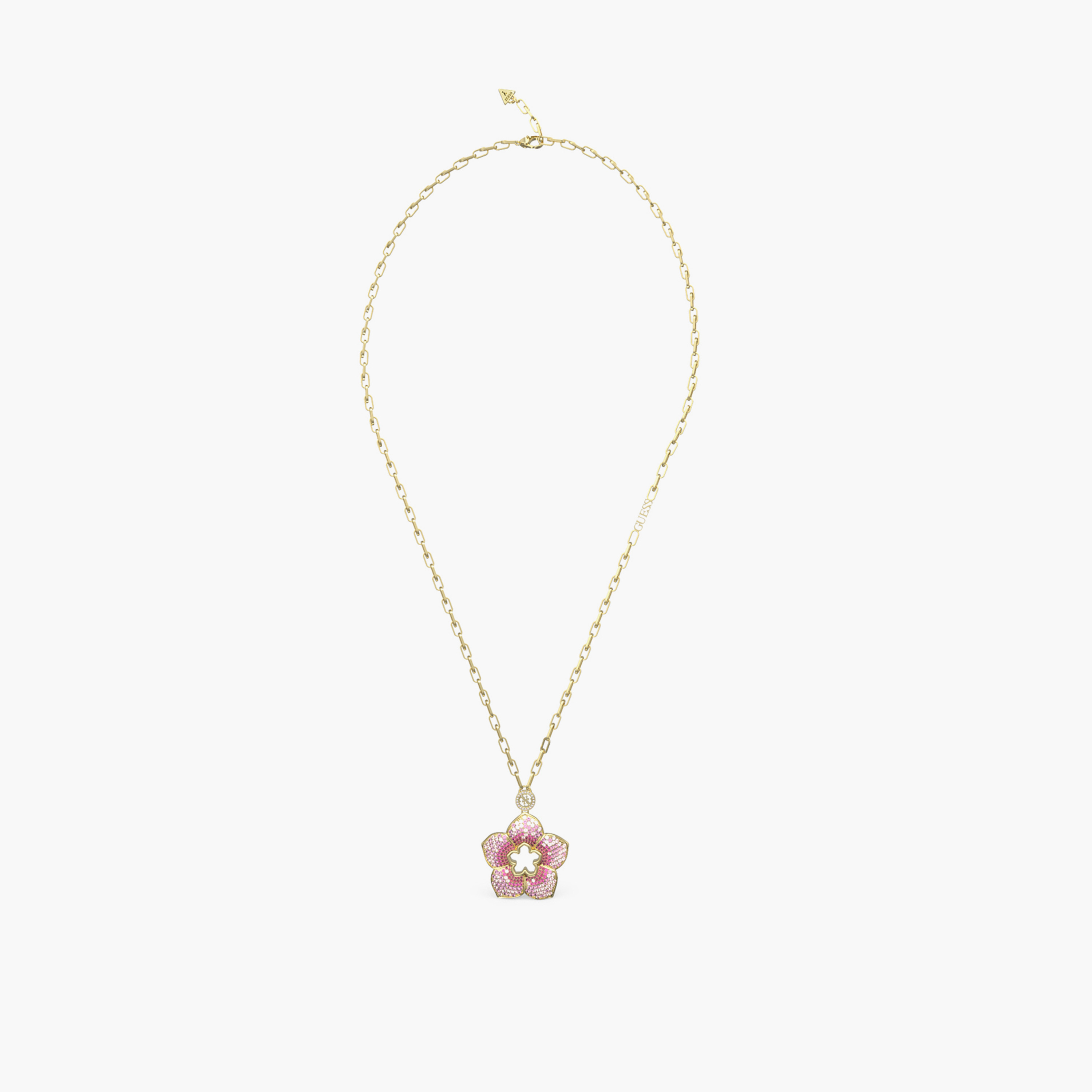 غيس- قلادة نسائية ذهبية- وردي مرصعة بالزهور مقاس 27.5 بوصة من الفولاذ-women-watchesandjewellery-jewellery-necklacesandpendants-image-1