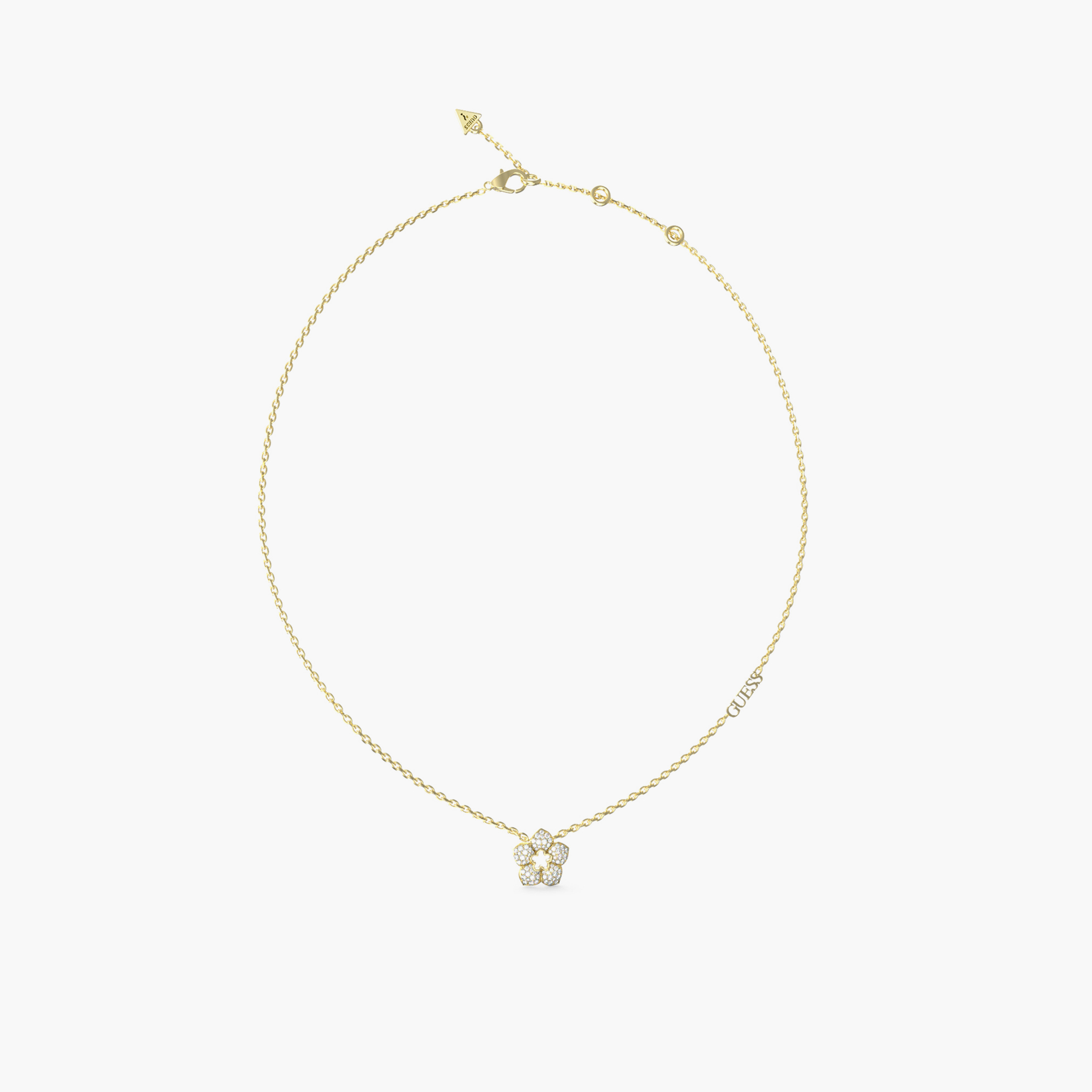 Guess Women's 16-18'' Pave Flower Gold Necklace Steel-women-watchesandjewellery-jewellery-necklacesandpendants-image-1