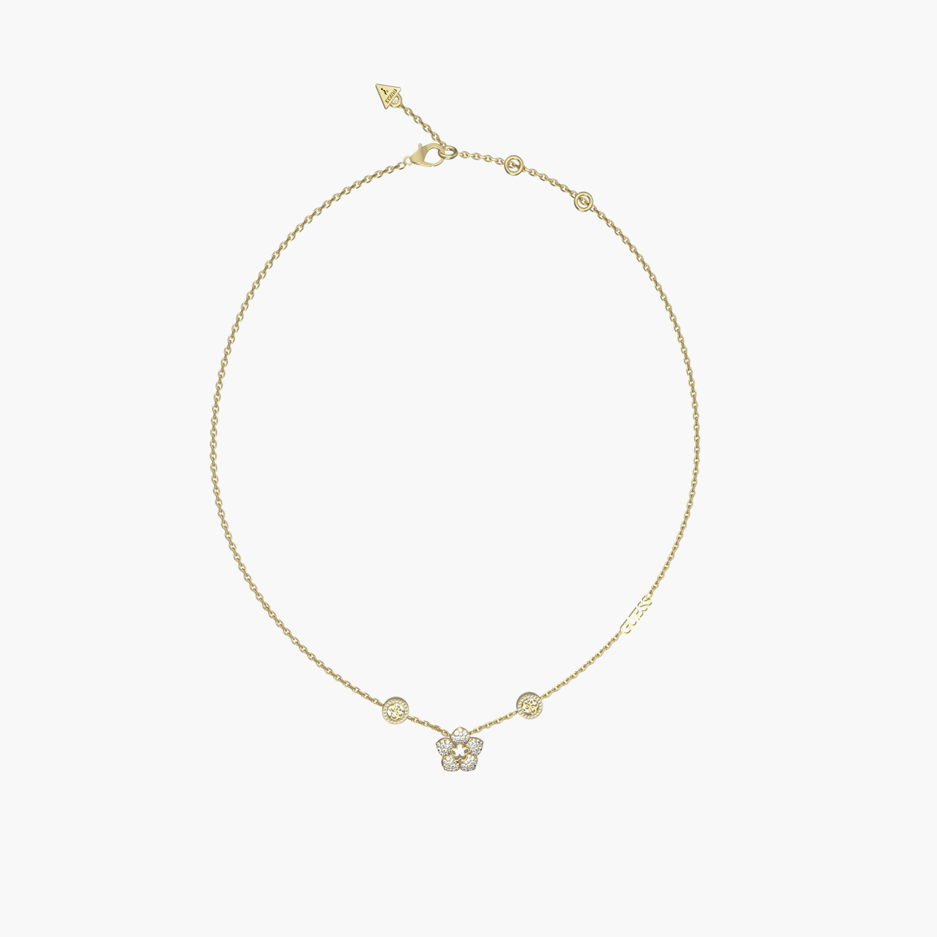 غيس- قلادة نسائية ذهبية 4غ بشعار وزهور مرصعة من الفولاذ مقاس 16-18 بوصة-women-watchesandjewellery-jewellery-necklacesandpendants-image-1