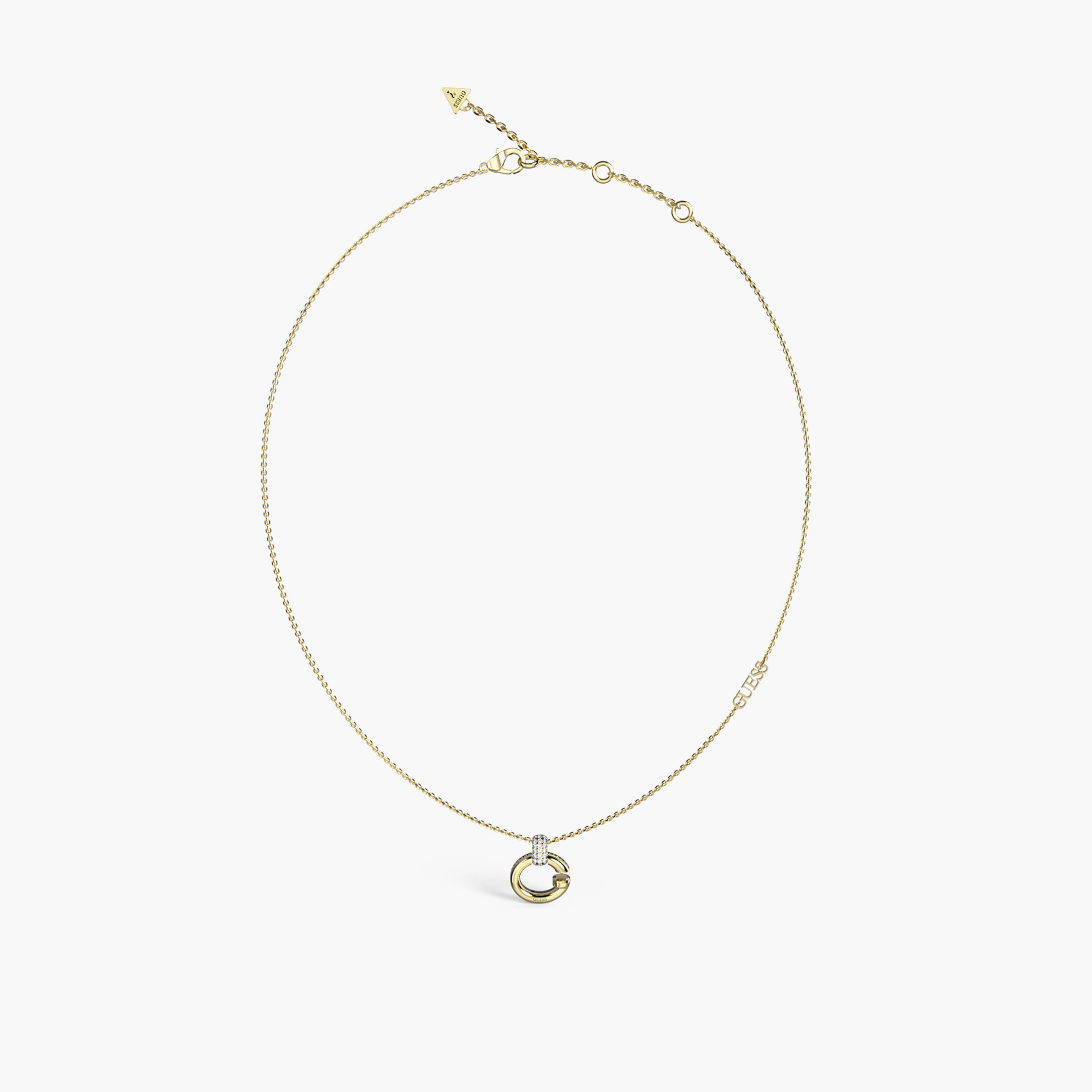 غيس- قلادة نسائية ذهبية بشعار غ وتعليقة كريستال مقاس 16-18 بوصة-women-watchesandjewellery-jewellery-necklacesandpendants-image-1