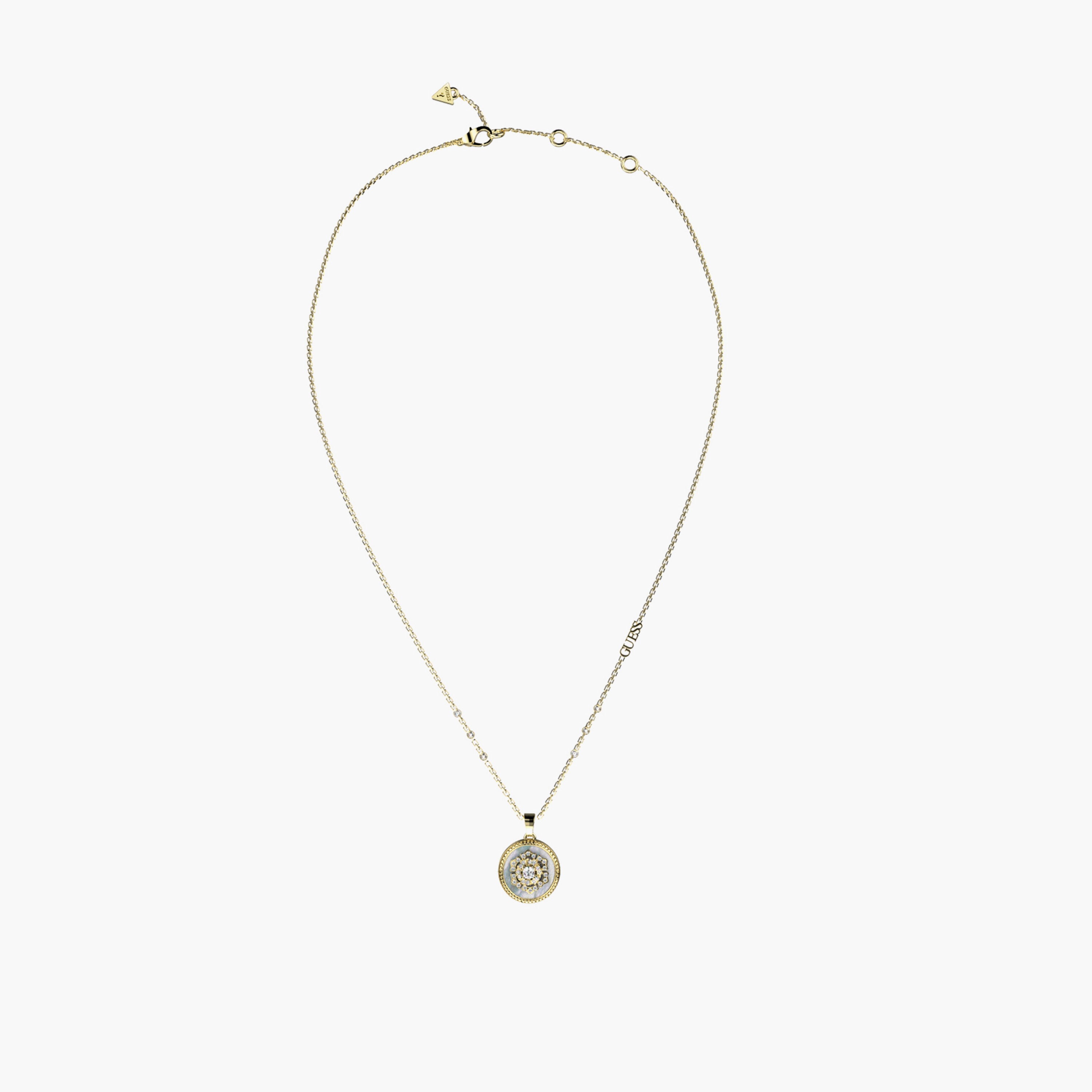 Guess Women's 18"-20" Mother of Pearl & Peony Gold Necklace Steel-women-watchesandjewellery-jewellery-necklacesandpendants-image-1
