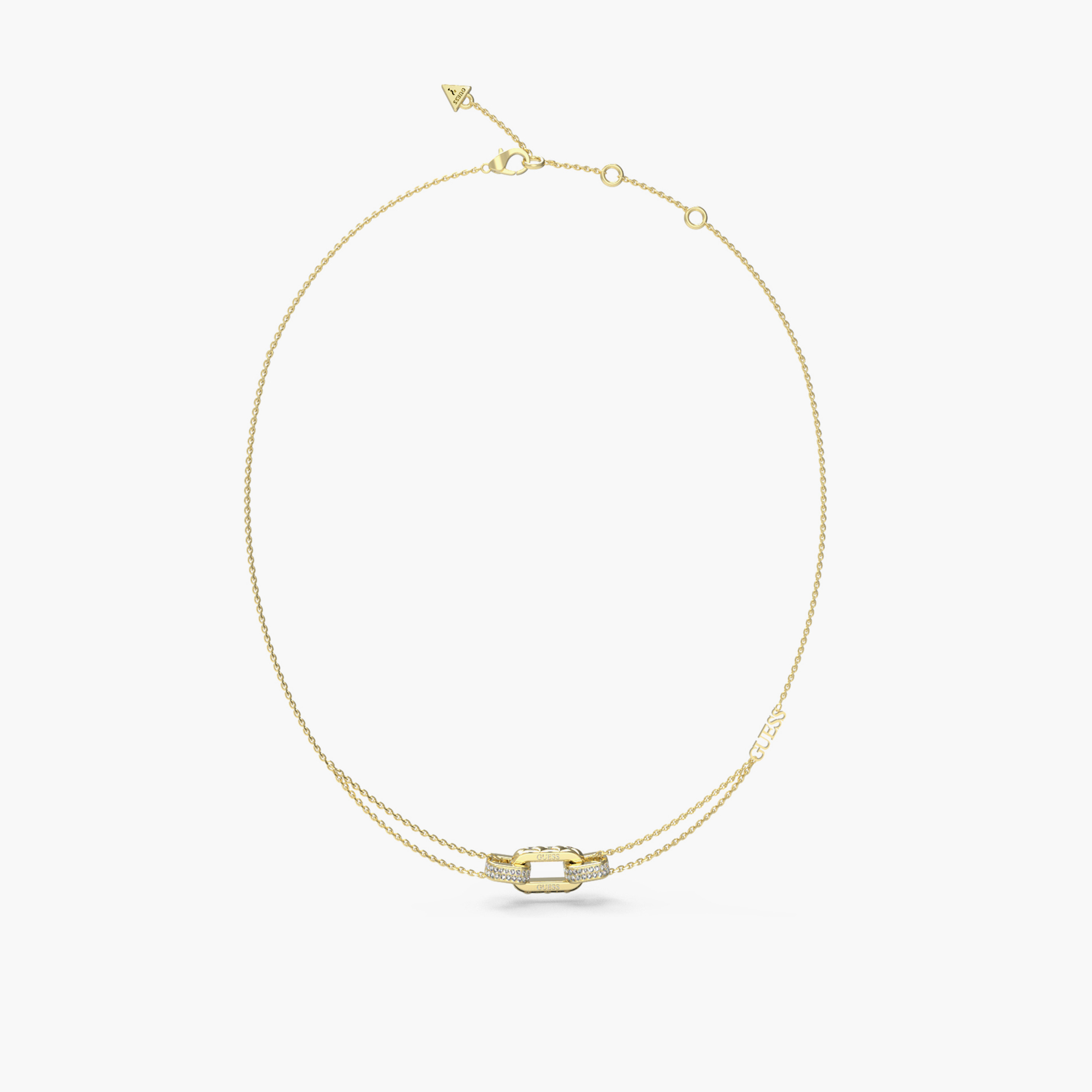 Guess Women's Matelasse & Pave Dbl Chain Gold Necklace Steel-women-watchesandjewellery-jewellery-necklacesandpendants-image-1