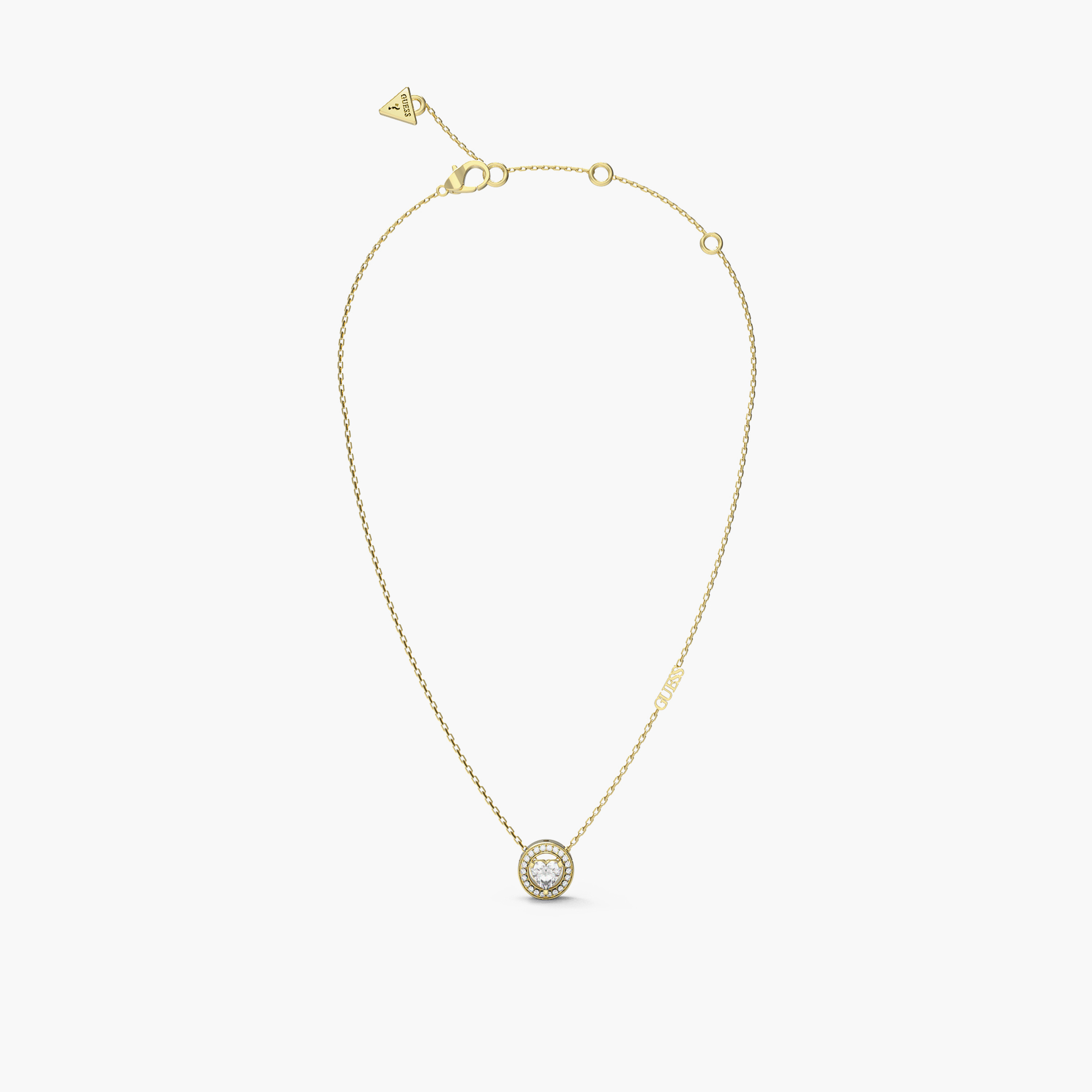 Guess Women's 16-18" Solitaire Heart Crystal Gold Necklace Steel-women-watchesandjewellery-jewellery-necklacesandpendants-image-1