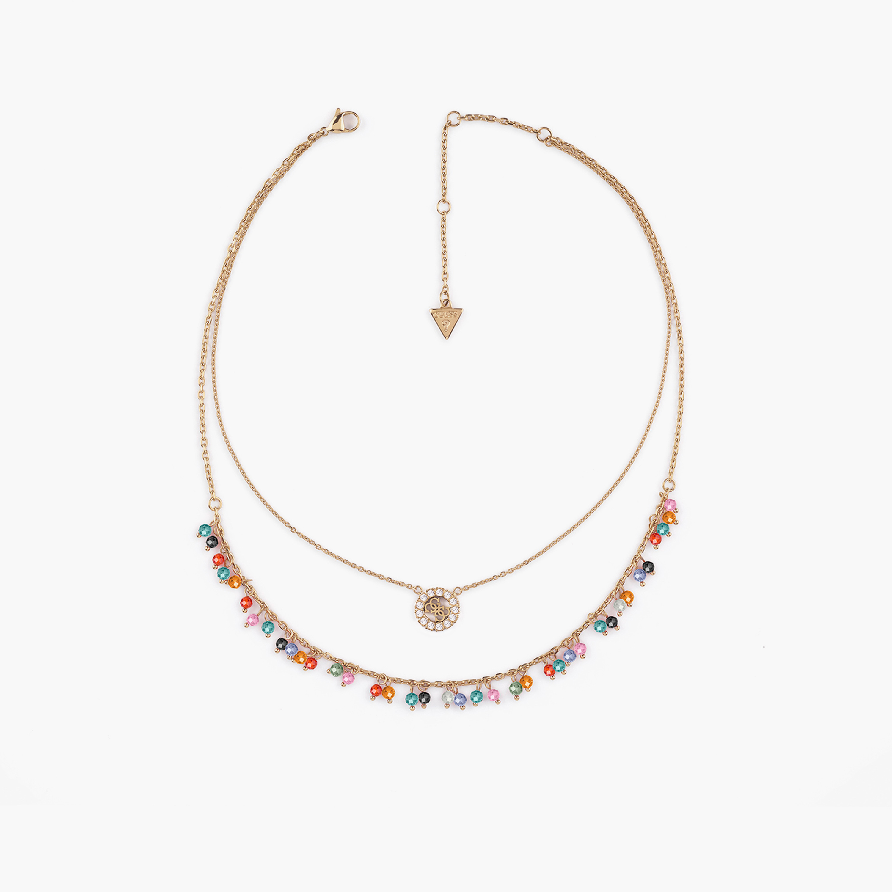 Guess Women's 16-18" 4G Cz Bead Double Necklace Steel-women-watchesandjewellery-jewellery-necklacesandpendants-image-1