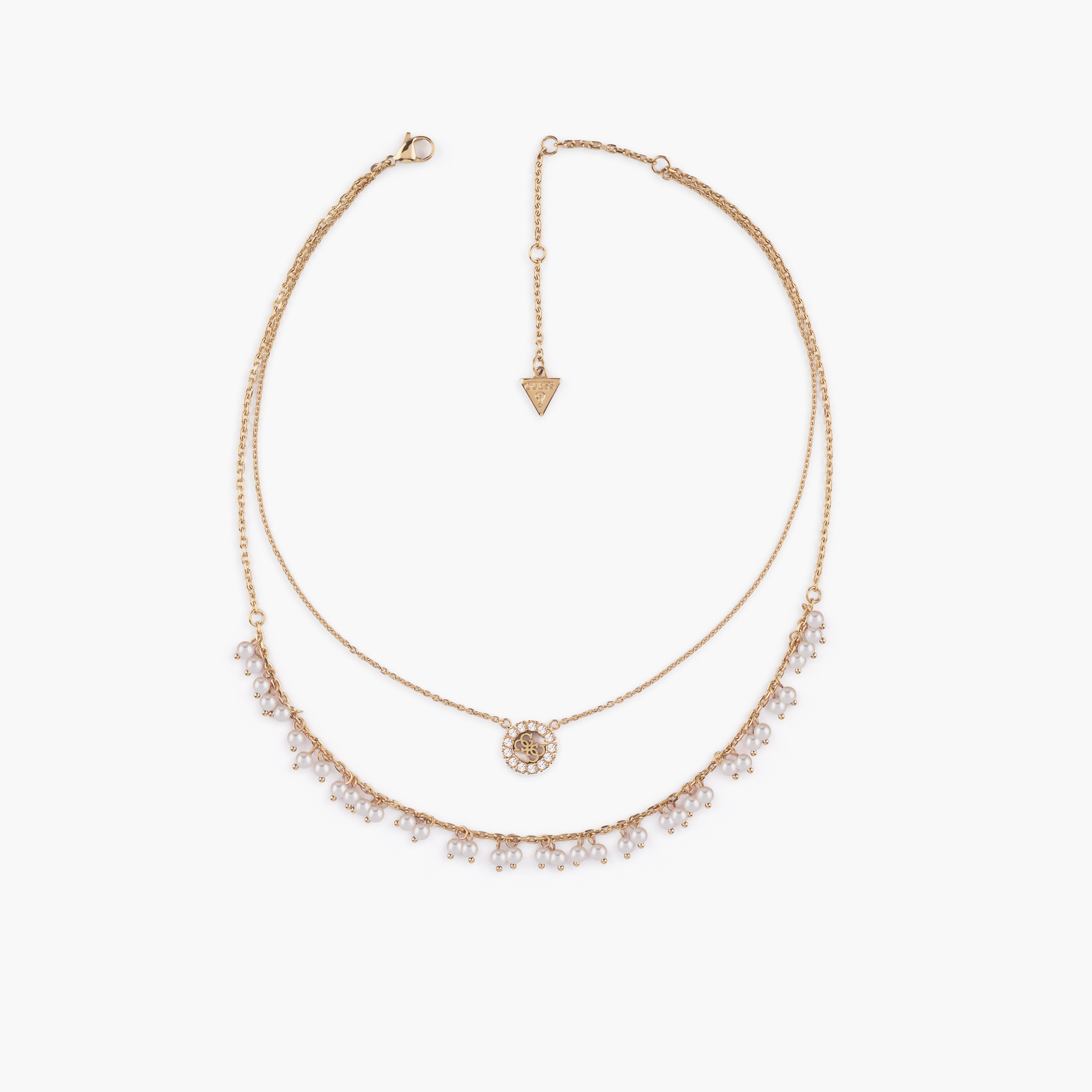 غيس- قلادة نسائية ذهبية خرز الزركونيوم 4غ أبيض مقاس 16-18 بوصة-women-watchesandjewellery-jewellery-necklacesandpendants-image-1