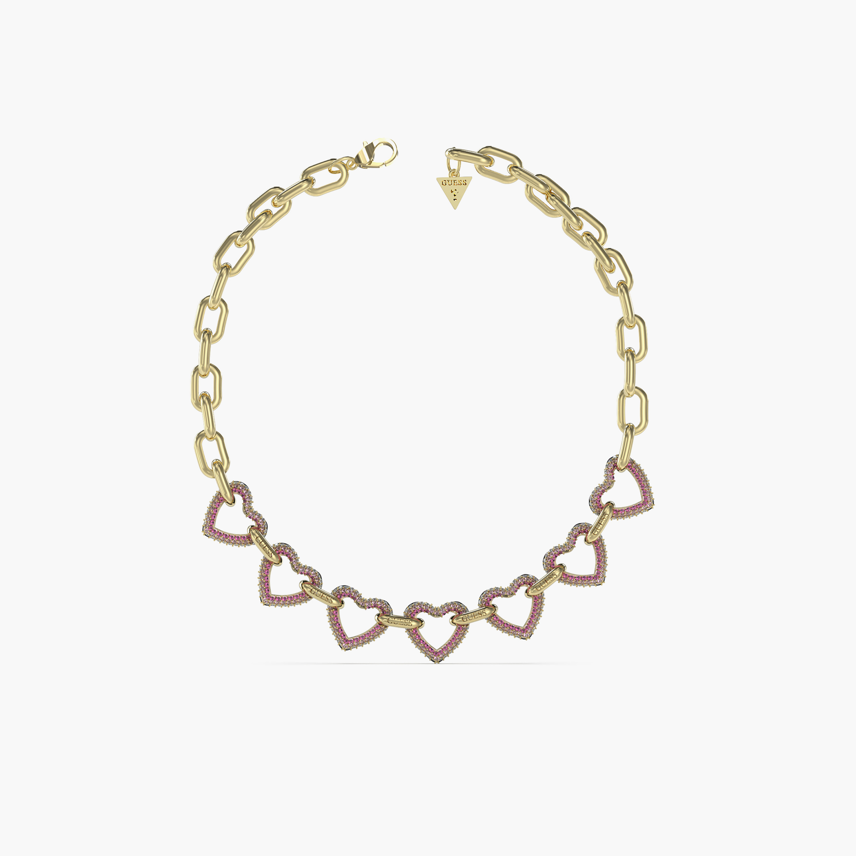 غيس- قلادة نسائية من الفولاذ متعدد القلوب مرصعة بالذهب والوردي مقاس 16-18 بوصة-women-watchesandjewellery-jewellery-necklacesandpendants-image-1