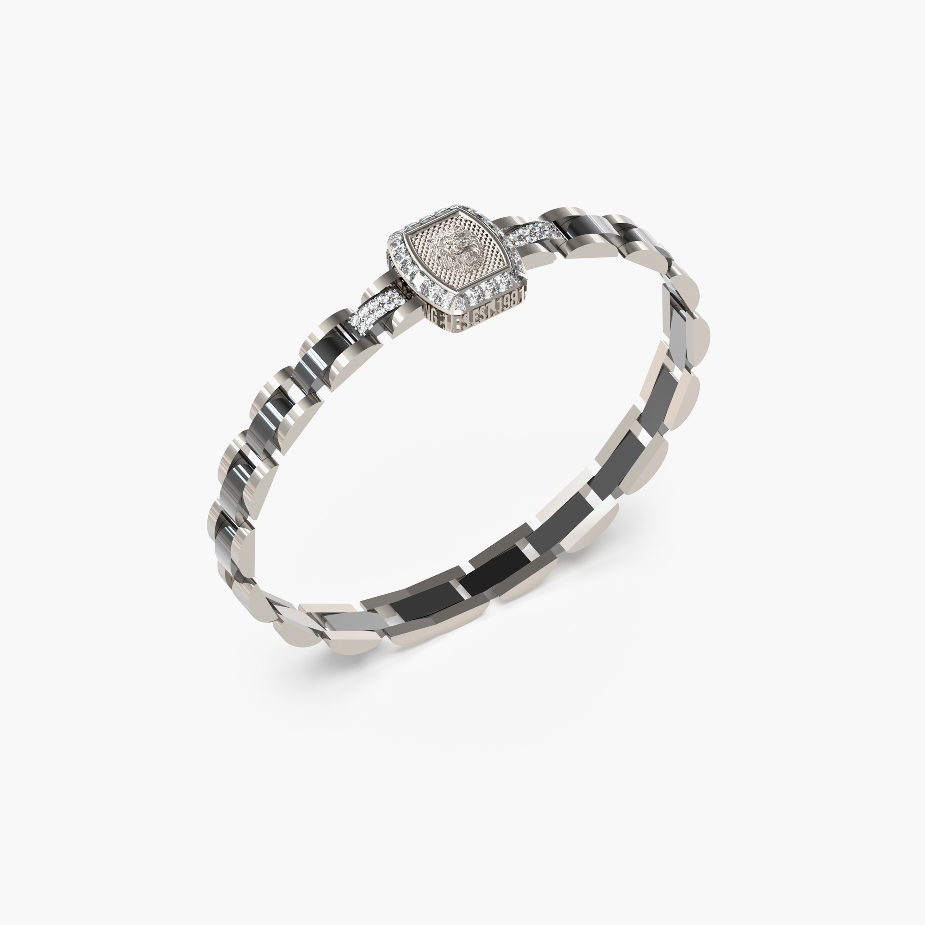 غيس- سوار رجالي من الفولاذ- أسد فضي أسود مقاس 16 مم-men-watchesandjewellery-bracelets-image-1