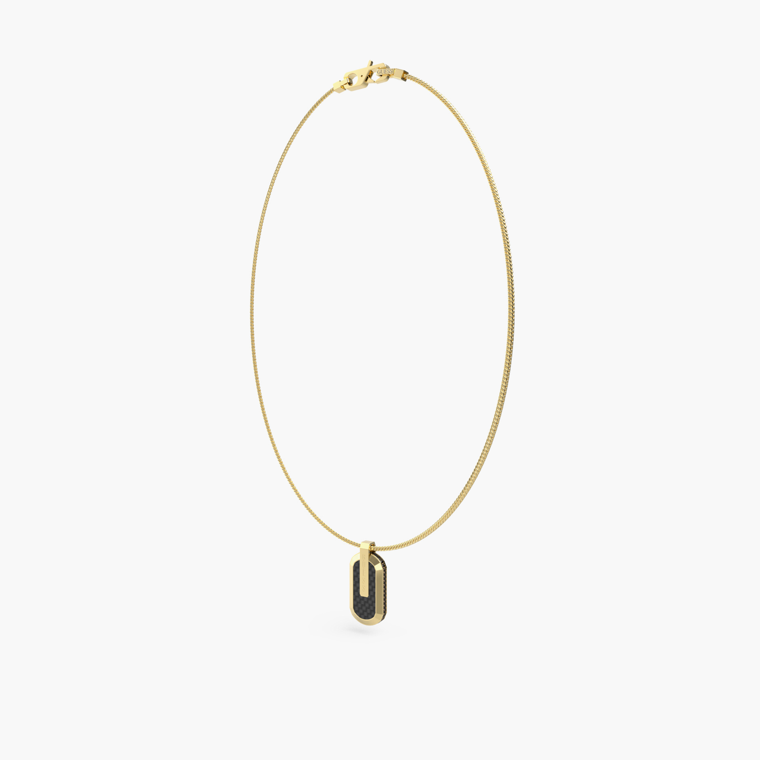Guess Men's 26" Carbon Fiber Crystal Tag Gold & Black Necklace Steel-men-watchesandjewellery-necklacesandpendants-image-1