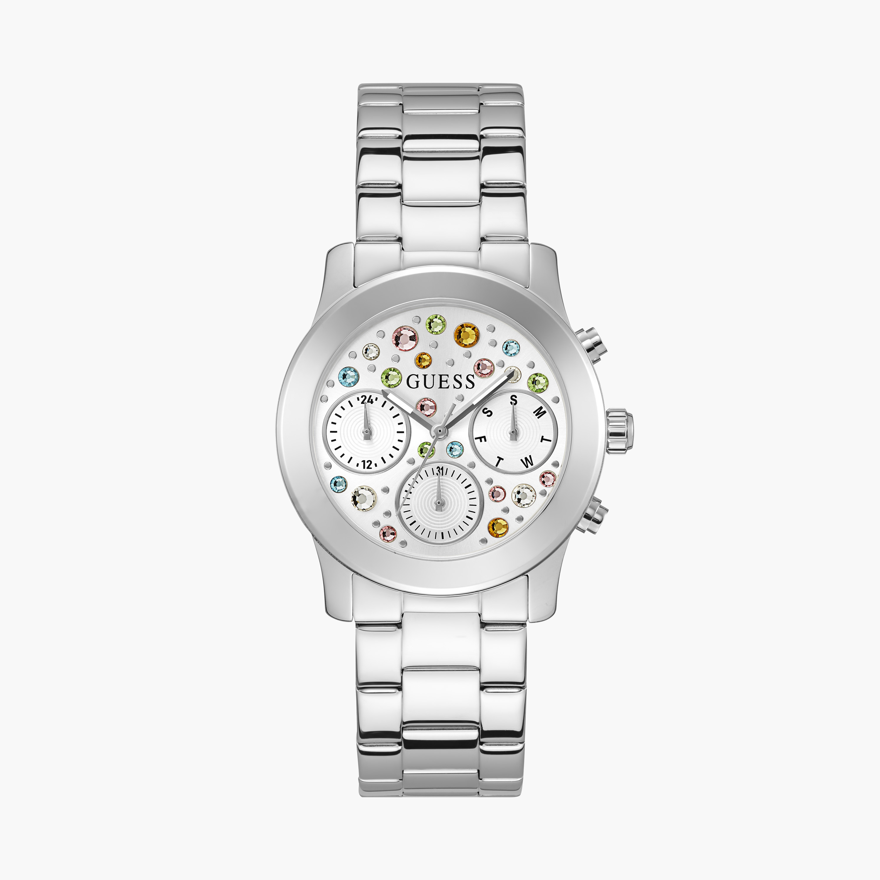 Guess Women's 38 MM Silver Chronograph Stainless Steel Watch GW0559L1-women-watchesandjewellery-watches-image-1