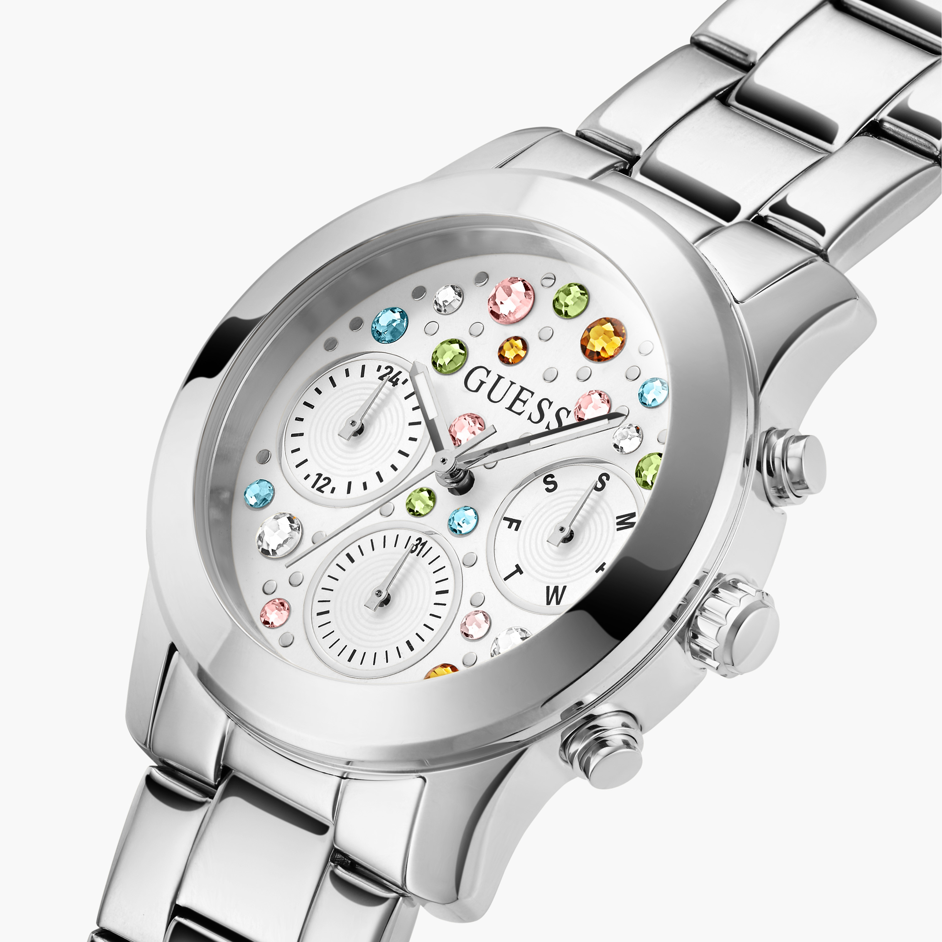 Guess Women's 38 MM Silver Chronograph Stainless Steel Watch GW0559L1-women-watchesandjewellery-watches-image-4