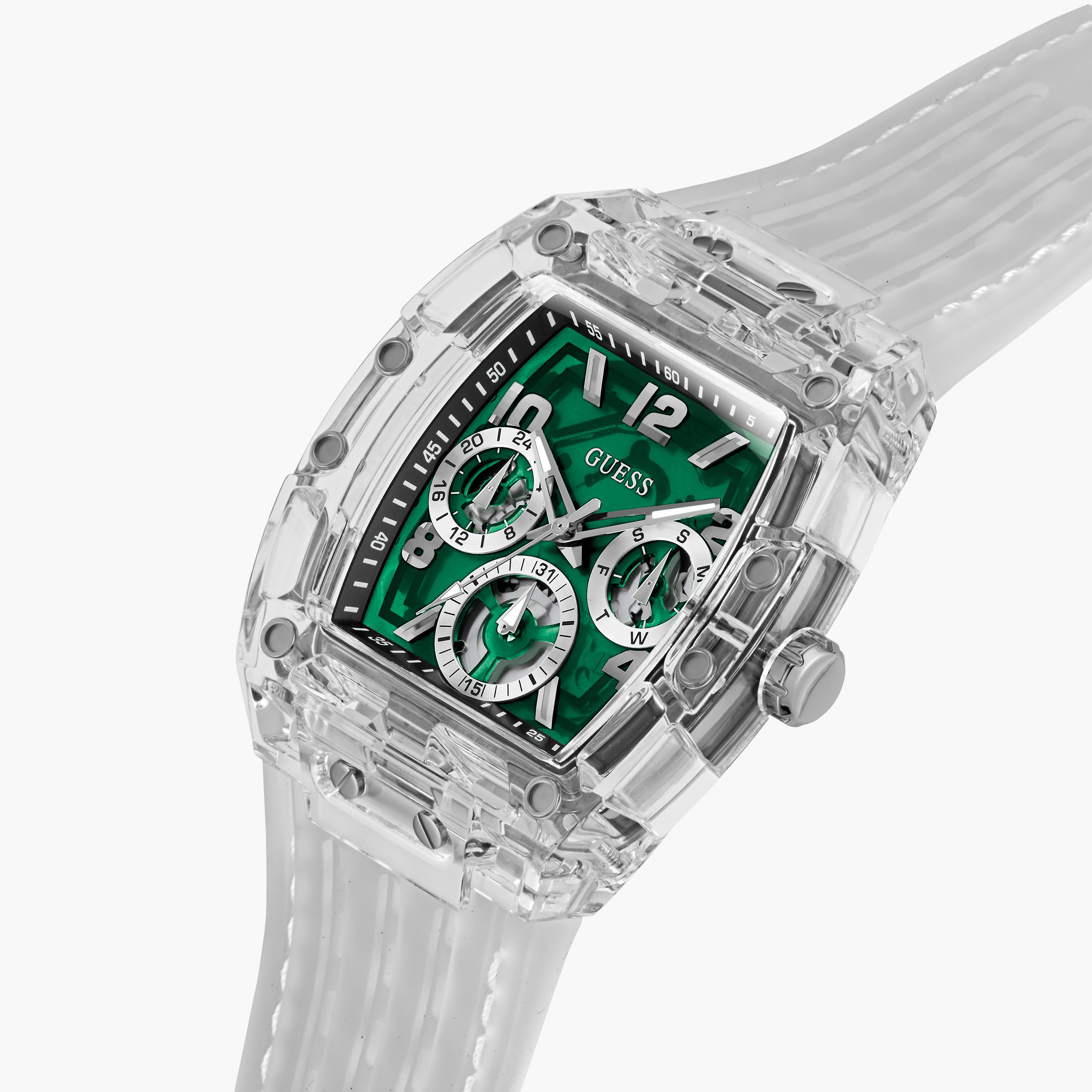 Guess Men's 42 MM Transparent Chronograph Plastic Watch GW0499G8-men-watchesandjewellery-watches-image-4