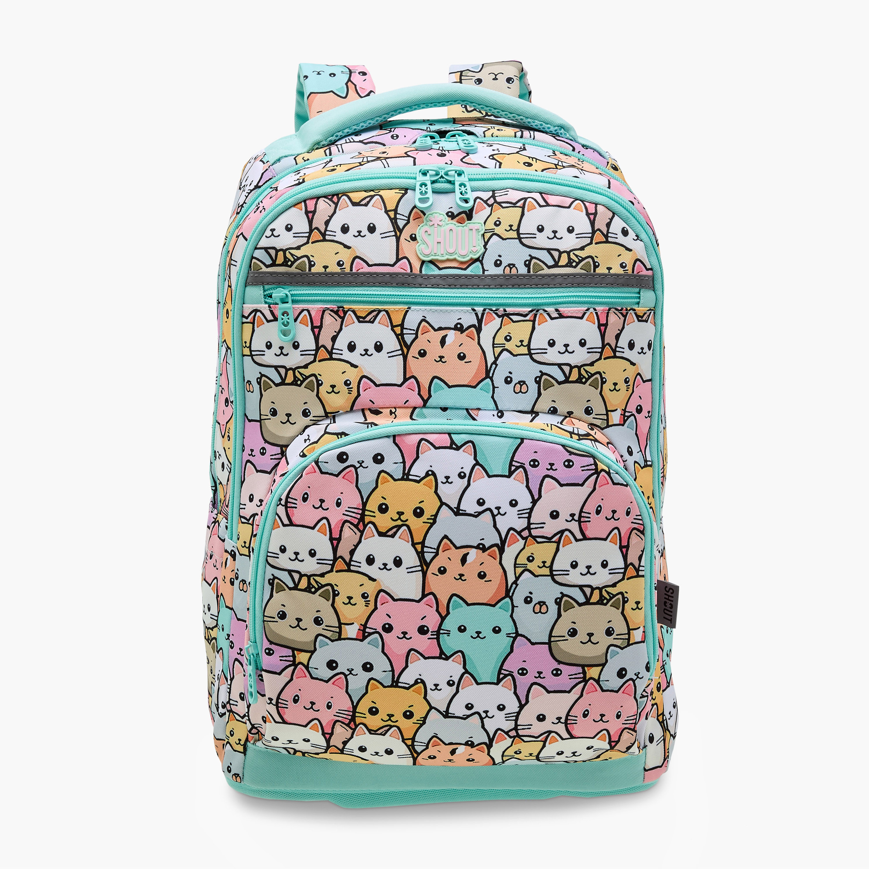 SHOUT Cat Print 3-Compartment Backpack with Adjustable Straps and Zip Closure -  32x20x45 cms-school-bagsandbackpacks-backpacks-image-1