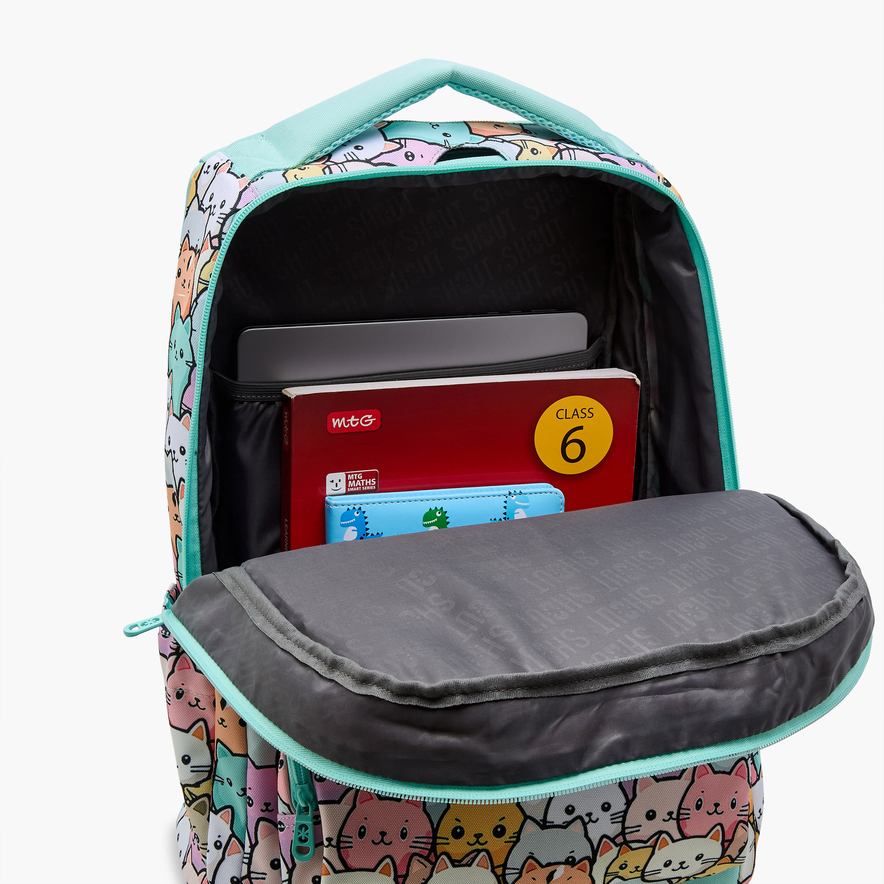 SHOUT Cat Print 3-Compartment Backpack with Adjustable Straps and Zip Closure -  32x20x45 cms-school-bagsandbackpacks-backpacks-image-12