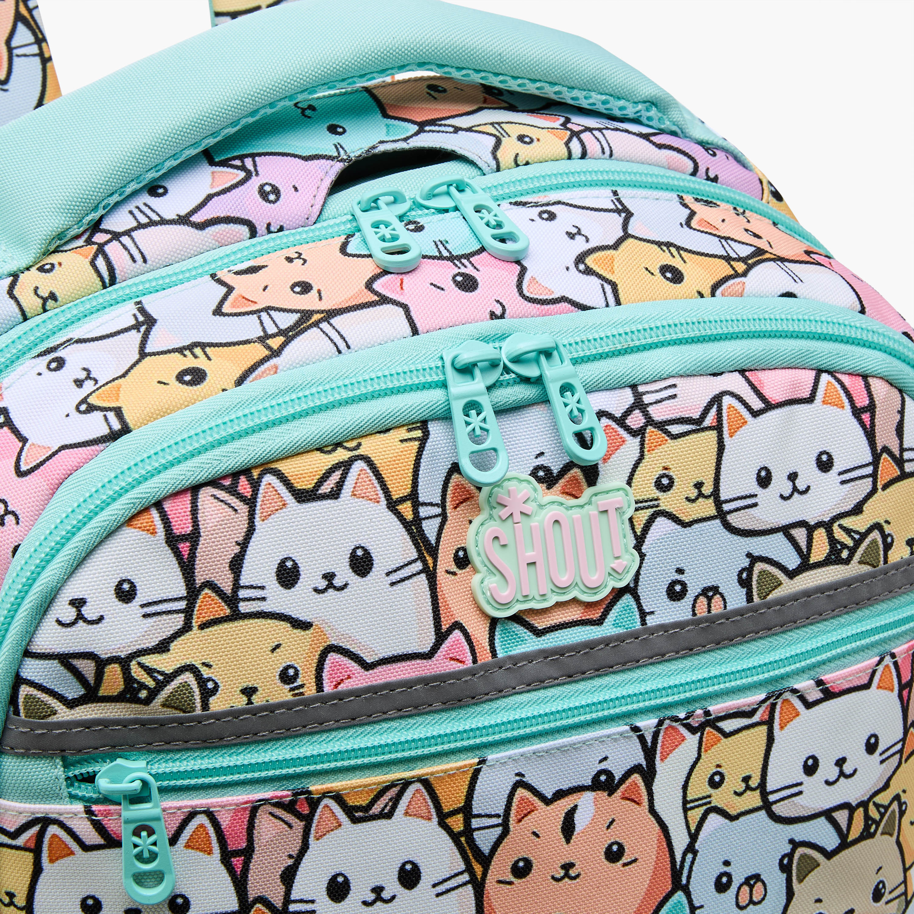 SHOUT Cat Print 3-Compartment Backpack with Adjustable Straps and Zip Closure -  32x20x45 cms-school-bagsandbackpacks-backpacks-image-7