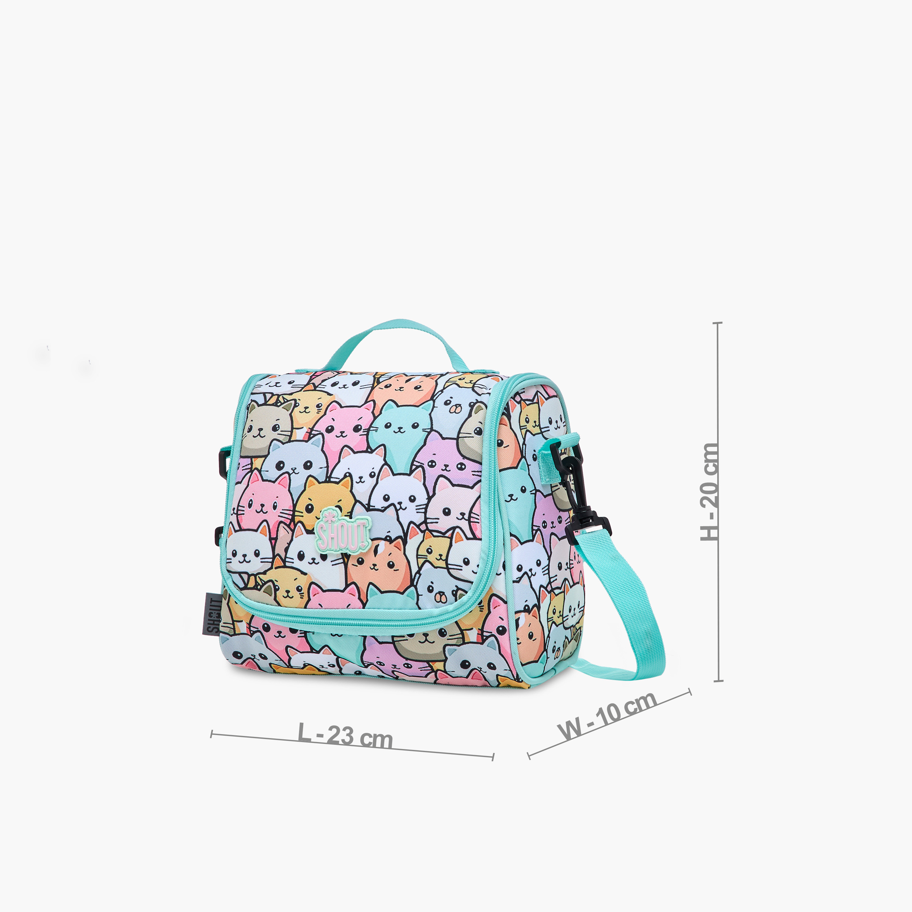 SHOUT Cat Print Lunch Bag with Adjustable Strap and Zip Closure-school-lunchessentials-lunchbags-image-2